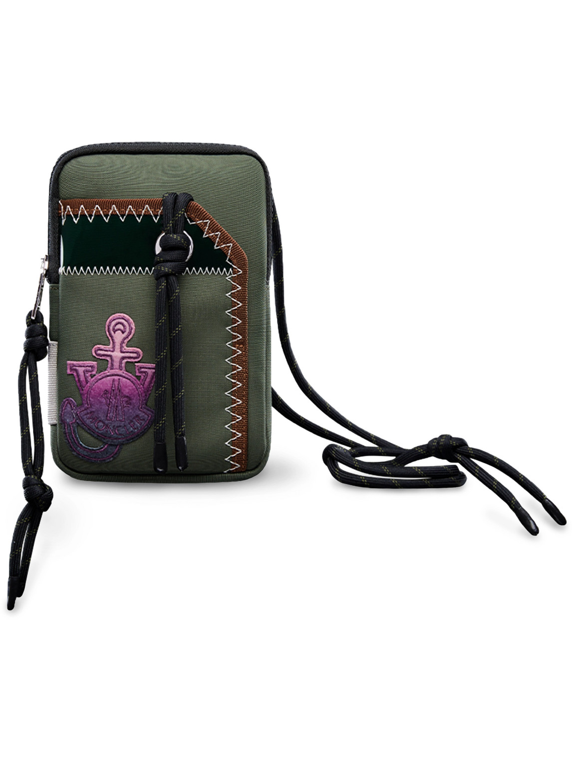 Moncler Genius 1 Moncler Jw Anderson Logo-appliquéd Canvas Phone Pouch With Lanyard In Brown