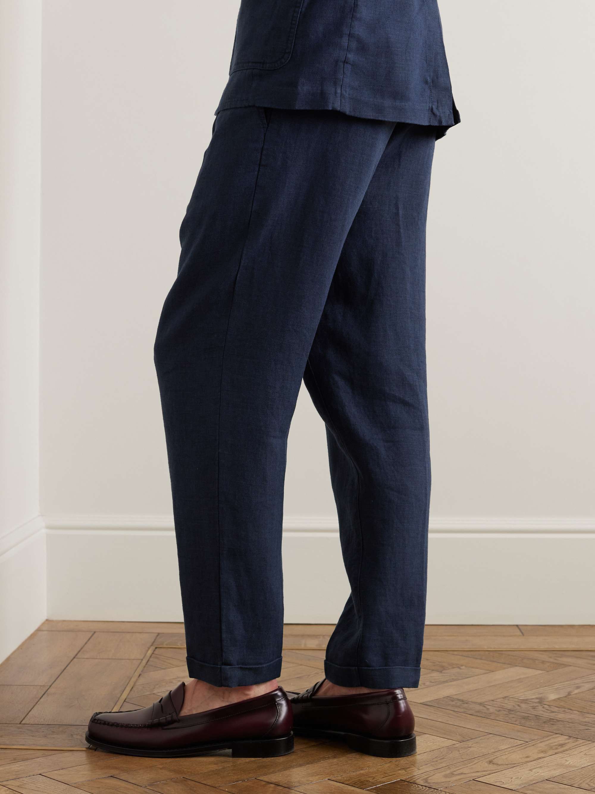 ALEX MILL Tapered Pleated Linen Suit Trousers