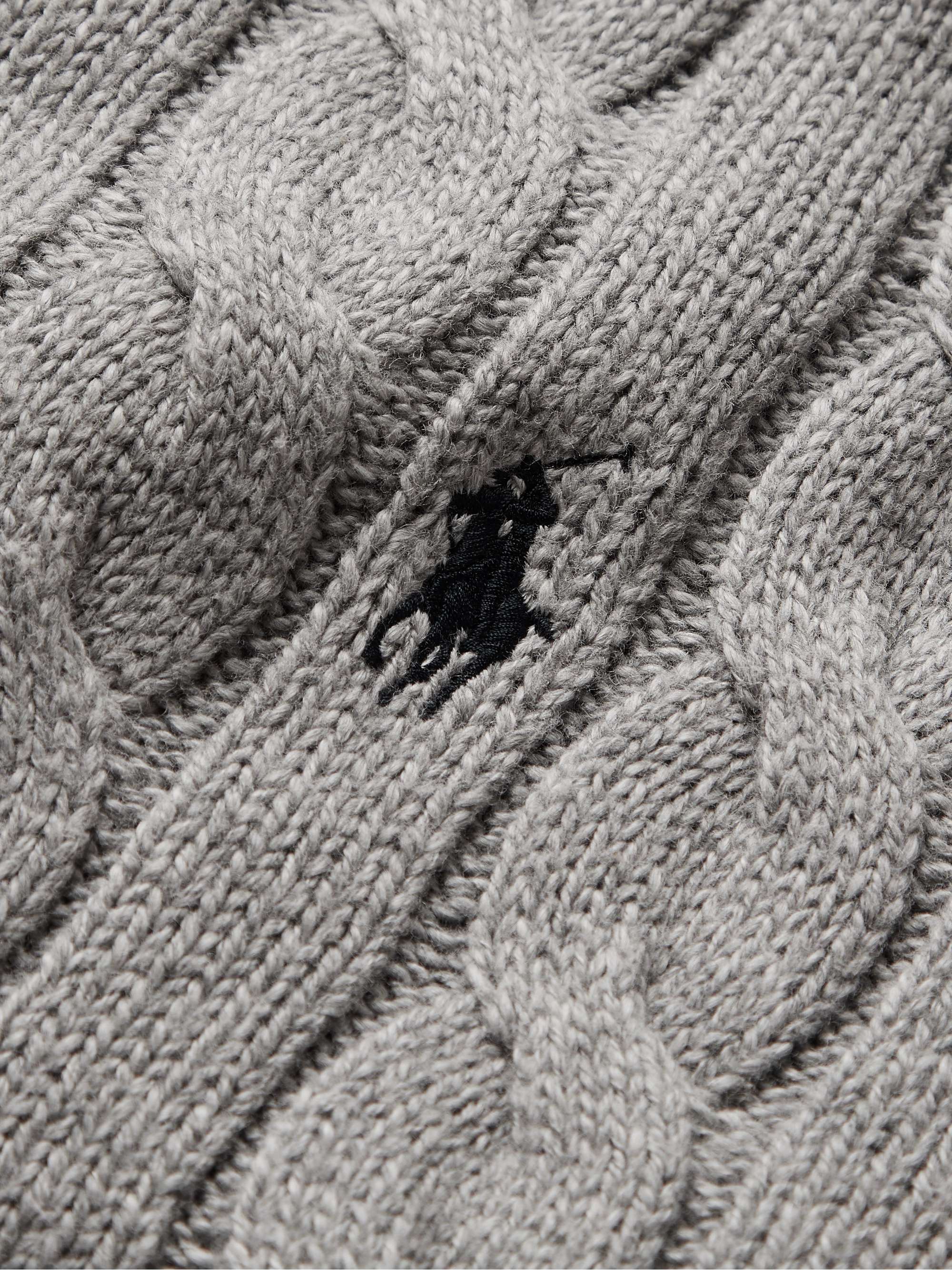 POLO RALPH LAUREN Logo-Embroidered Cable-Knit Cotton Sweater