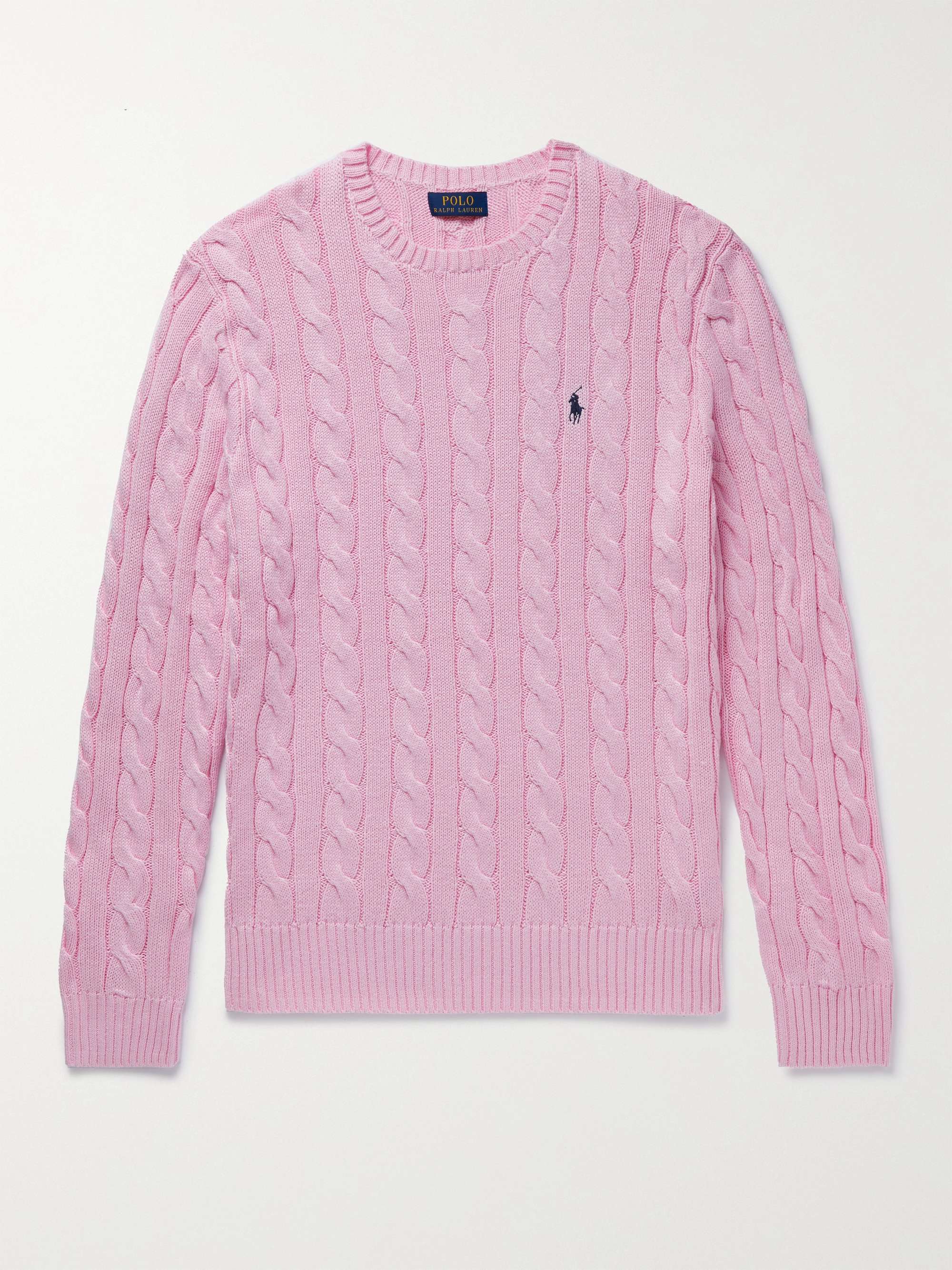 Pink Cable-Knit Cotton Sweater | POLO RALPH LAUREN | MR PORTER