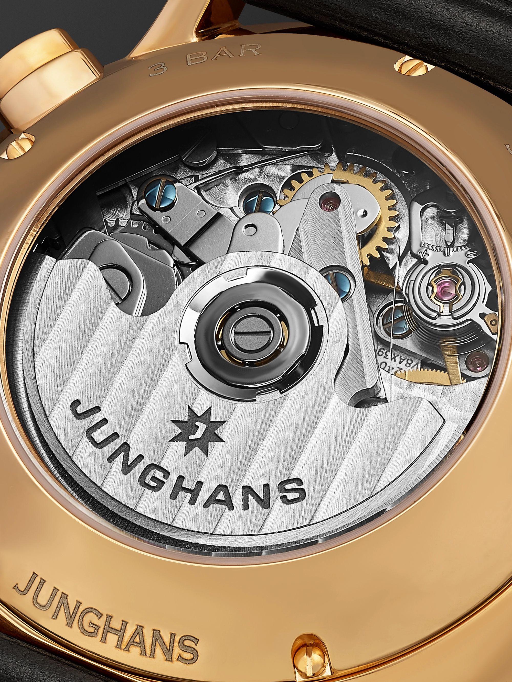 JUNGHANS Meister Chronoscope Automatic 41mm PVD-Coated Stainless Steel and Leather Watch, Ref. No. 027/7023.01