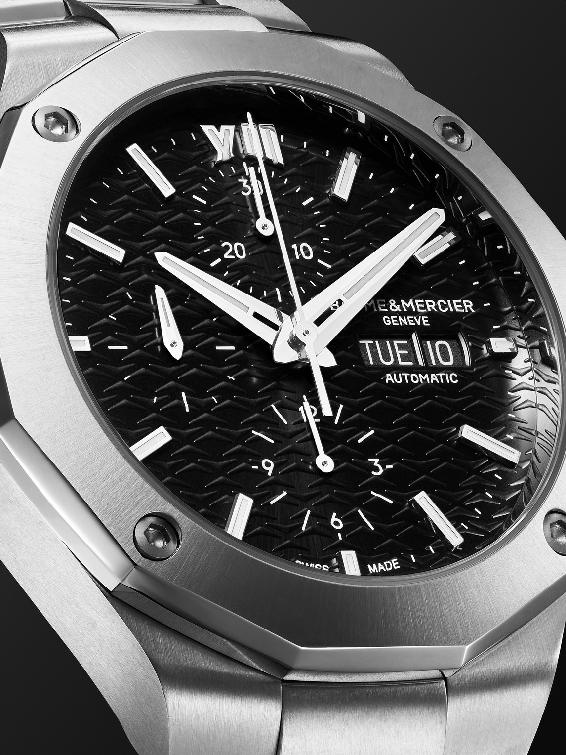 Shop Baume & Mercier Riviera Automatic Chronograph 43mm Stainless Steel Watch, Ref. No. M0a10624 In Black