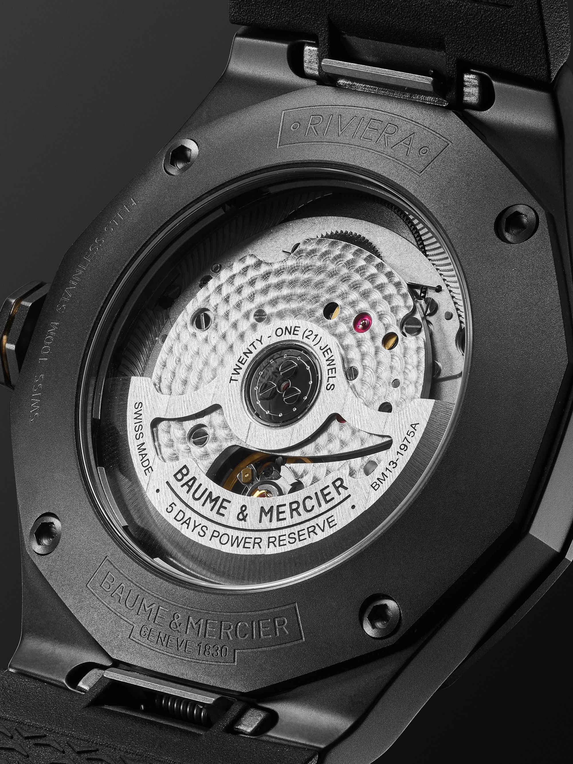 BAUME & MERCIER Riviera Automatic 42mm ADLC-Coated Stainless Steel and Rubber Watch, Ref. No. 10617