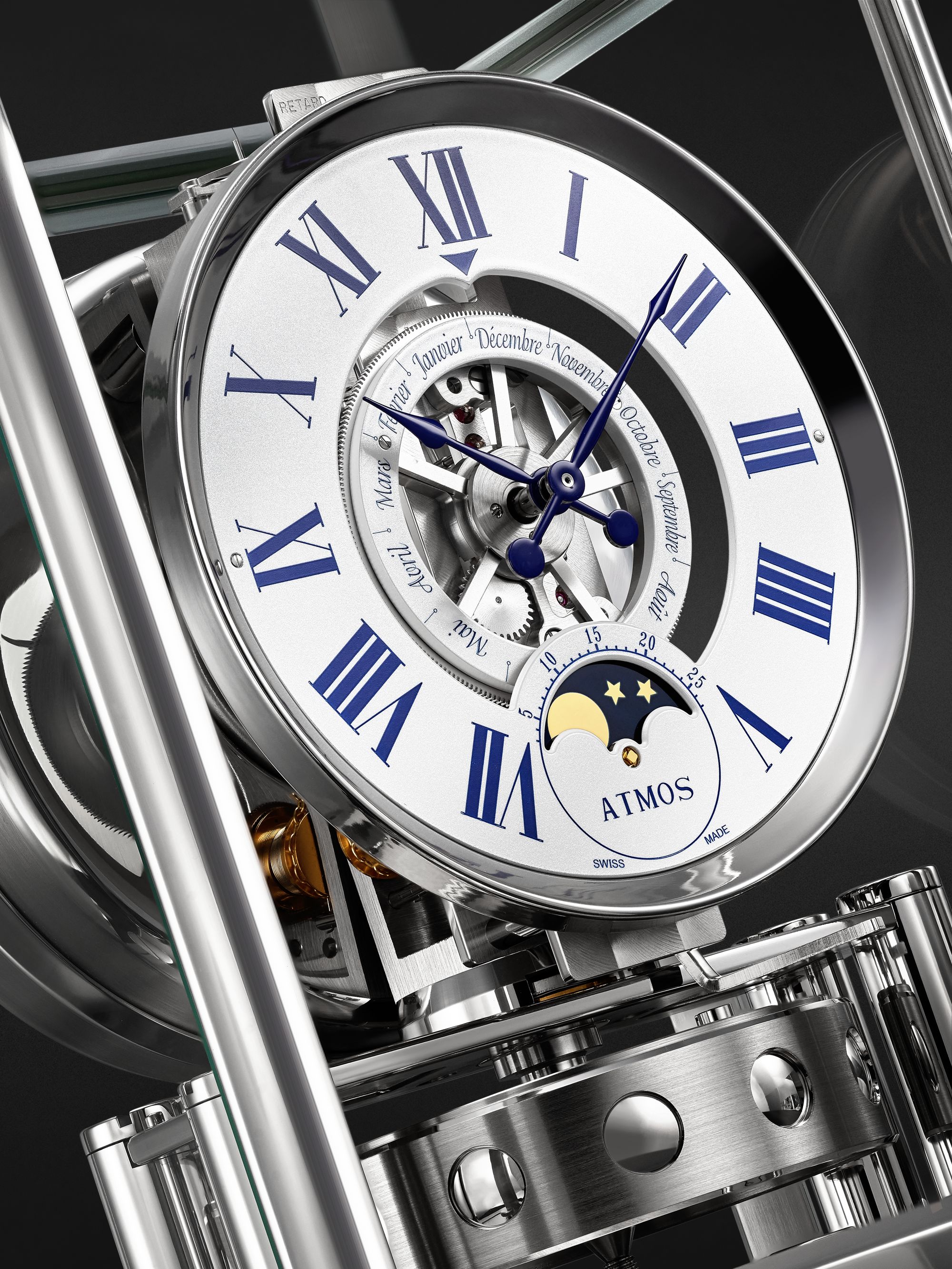 JAEGER-LECOULTRE Atmos Classique Phases de Lune Perpetual Automatic Rhodium-Plated Table Clock, Ref. No. JLQ5112202