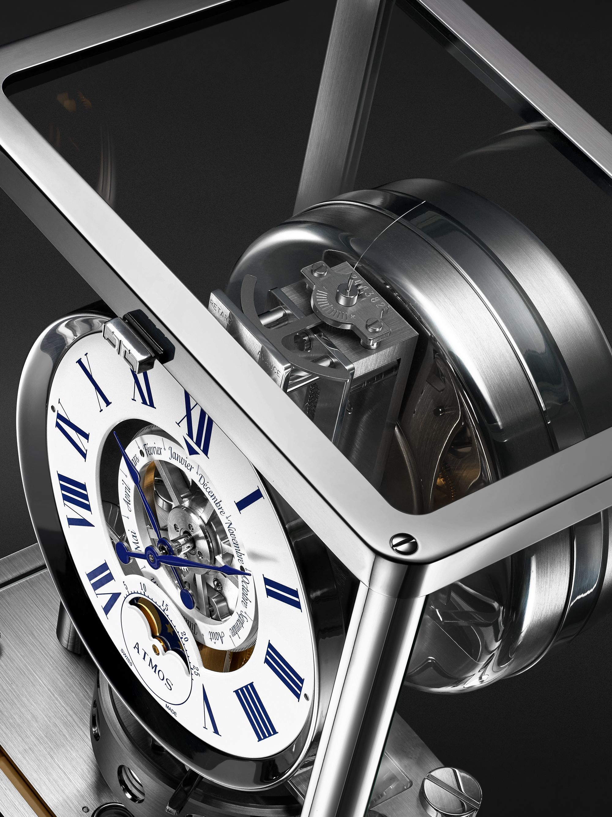 JAEGER-LECOULTRE Atmos Classique Phases de Lune Perpetual Automatic Rhodium-Plated Table Clock, Ref. No. JLQ5112202