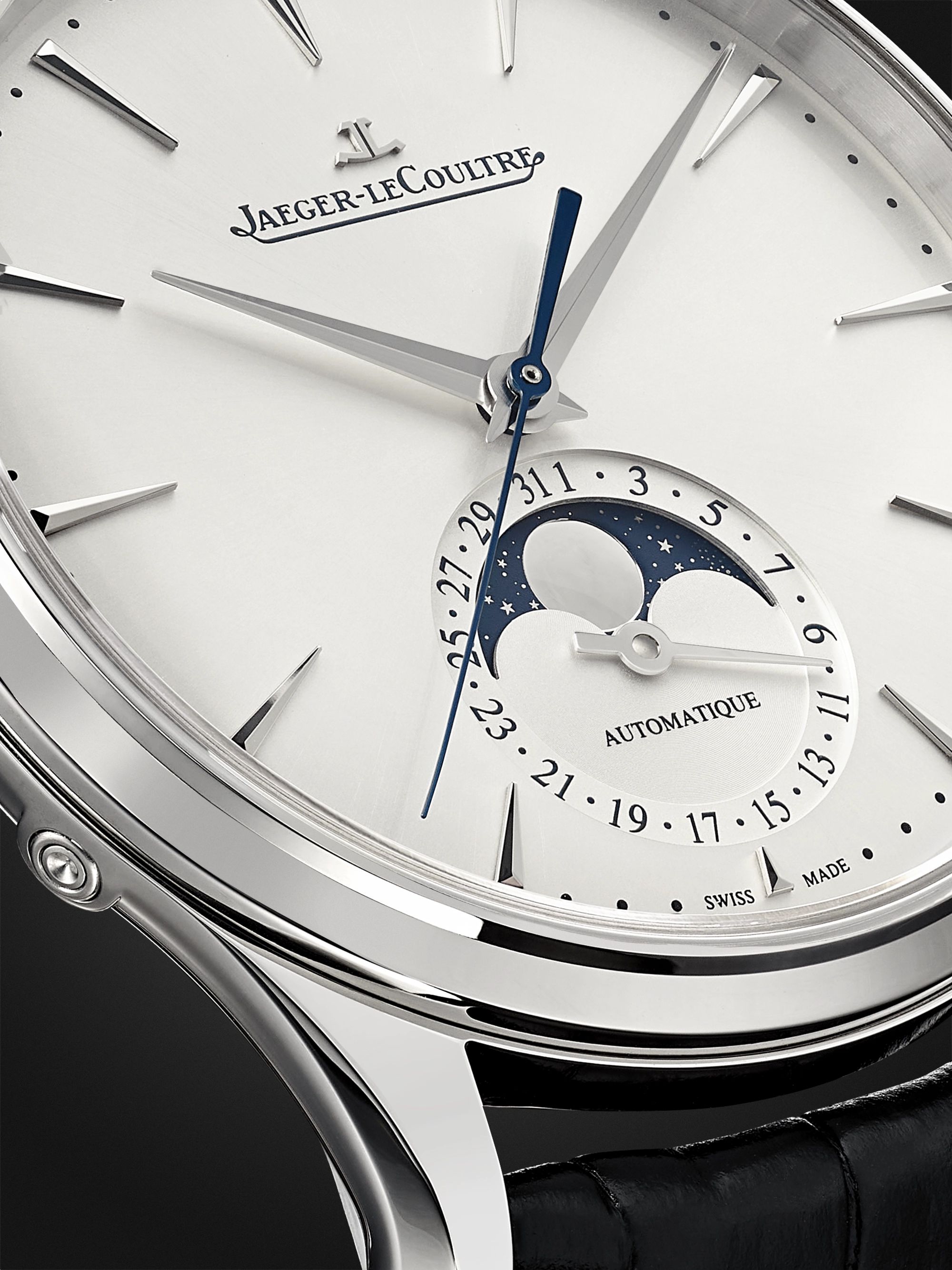 JAEGER LECOULTRE Master Ultra Thin Automatic Moon-Phase 39mm Stainless Steel and Alligator Watch, Ref. No. 1368430