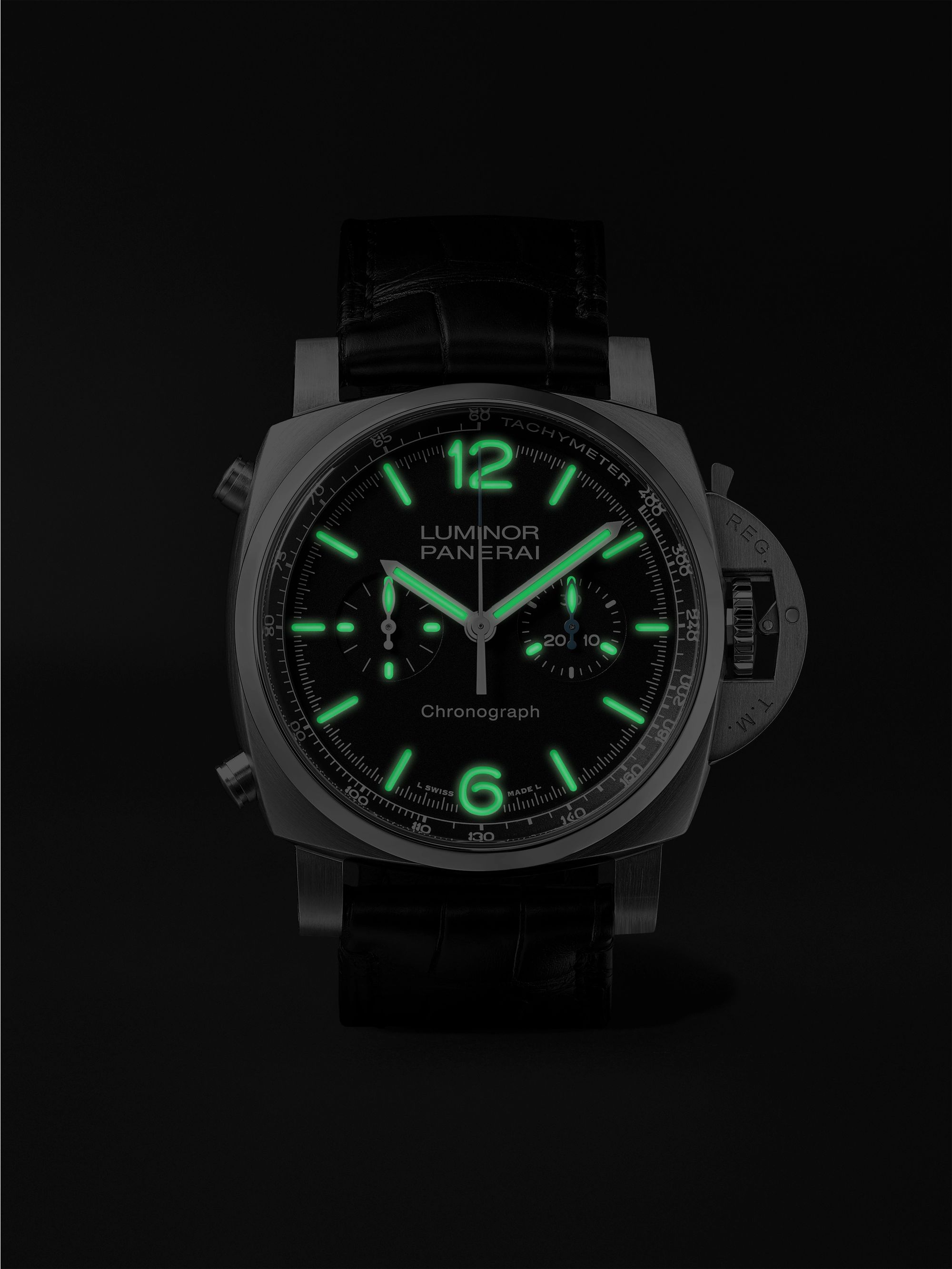 PANERAI Luminor Chrono Automatic Chronograph 44mm Stainless Steel and Alligator Watch, Ref. No. PAM01109