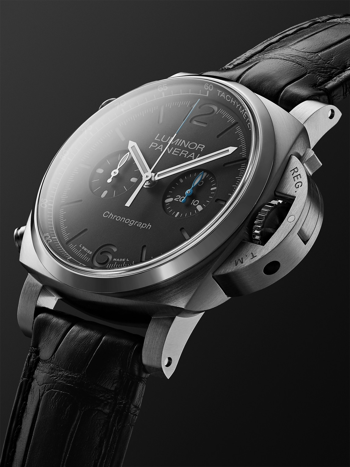  Panerai - Luminor Chrono Automatic Chronograph 44mm Stainless Steel And Alligator Watch, Ref. No. Pam01109 - Men - Black 