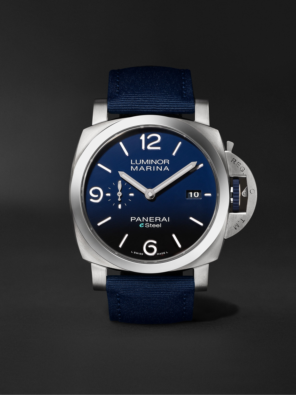 Panerai Luminor Marina Automatic 44mm Esteel And Recycled Pet Watch, Ref. No. Pam01157 In Blue