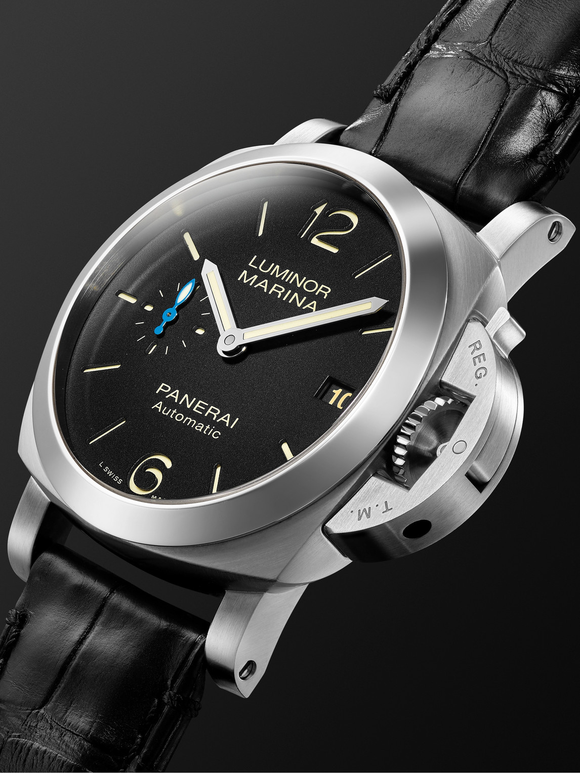  Panerai - Luminor Marina Quaranta Automatic 40mm Stainless Steel And Alligator Watch, Ref. No. Pam01272 - Men - Black 