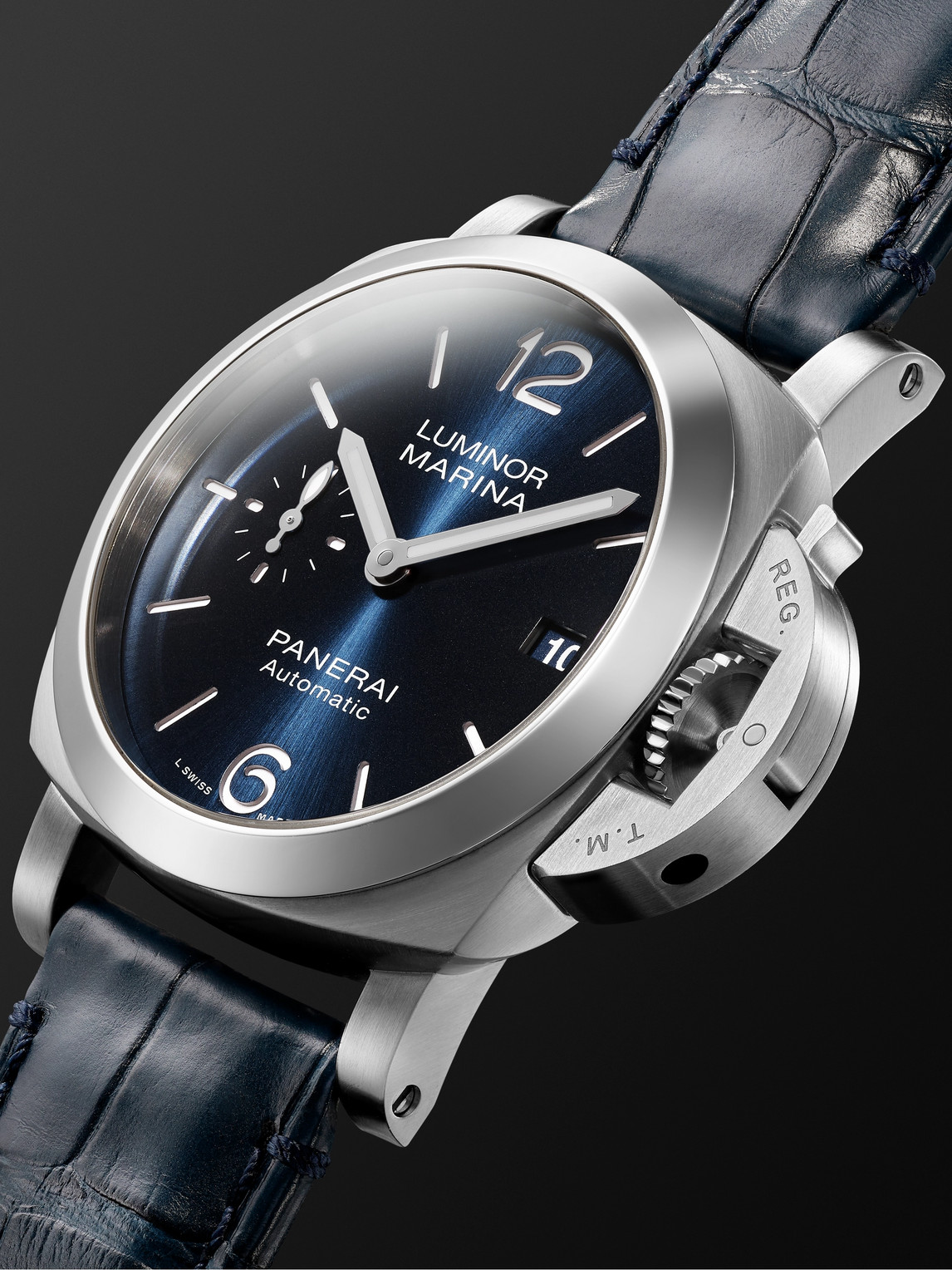 Panerai - Luminor Marina Quaranta Automatic 40mm Stainless Steel And Alligator Watch, Ref. No. Pam01270 - Men - Blue 