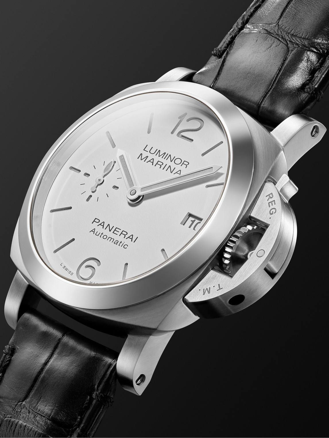  Panerai - Luminor Marina Quaranta Automatic 40mm Stainless Steel And Alligator Watch, Ref. No. Pam01271 - Men - White 