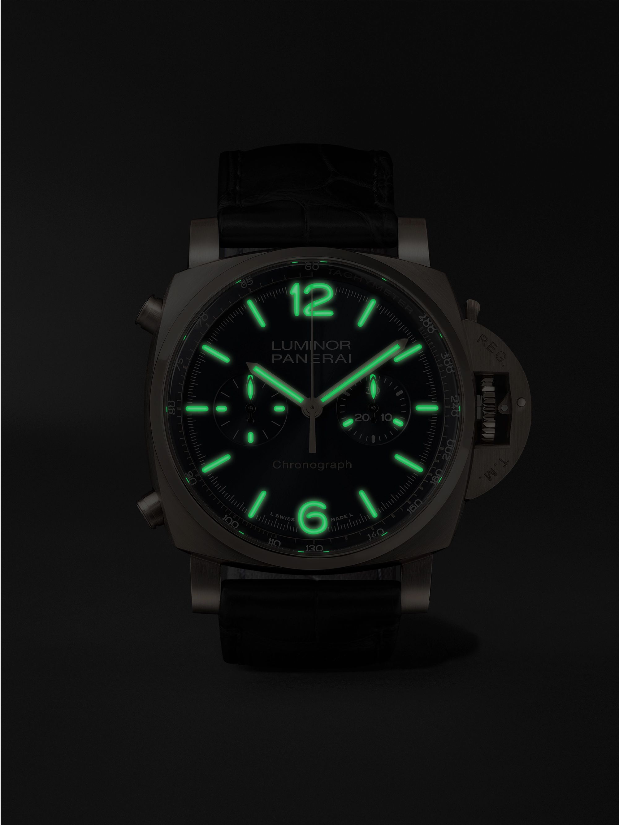PANERAI Luminor Chrono Automatic Chronograph 44mm Goldtech and Alligator Watch, Ref. No. PAM01111