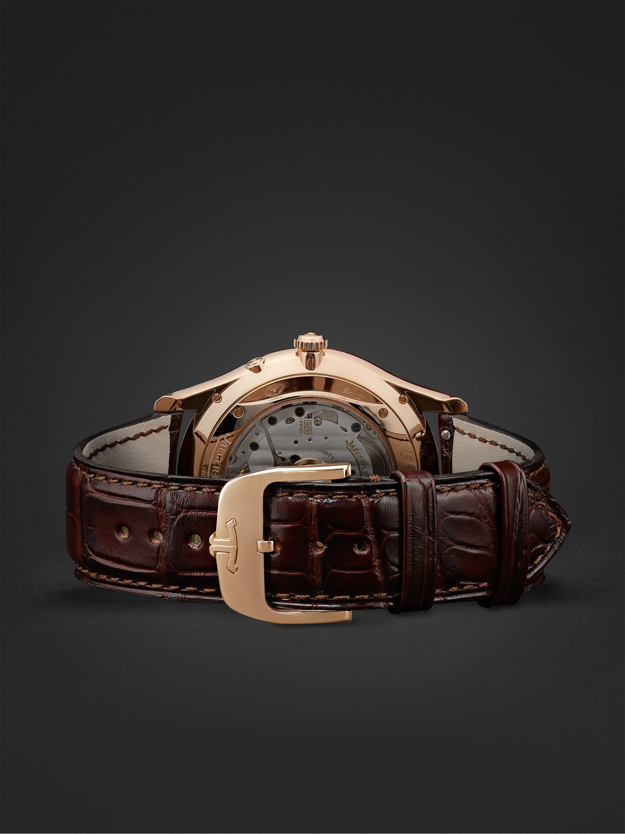 JAEGER-LECOULTRE Master Ultra Thin Automatic Moon-Phase 39mm 18-Karat Pink Gold and Alligator Watch, Ref. No. 1362510