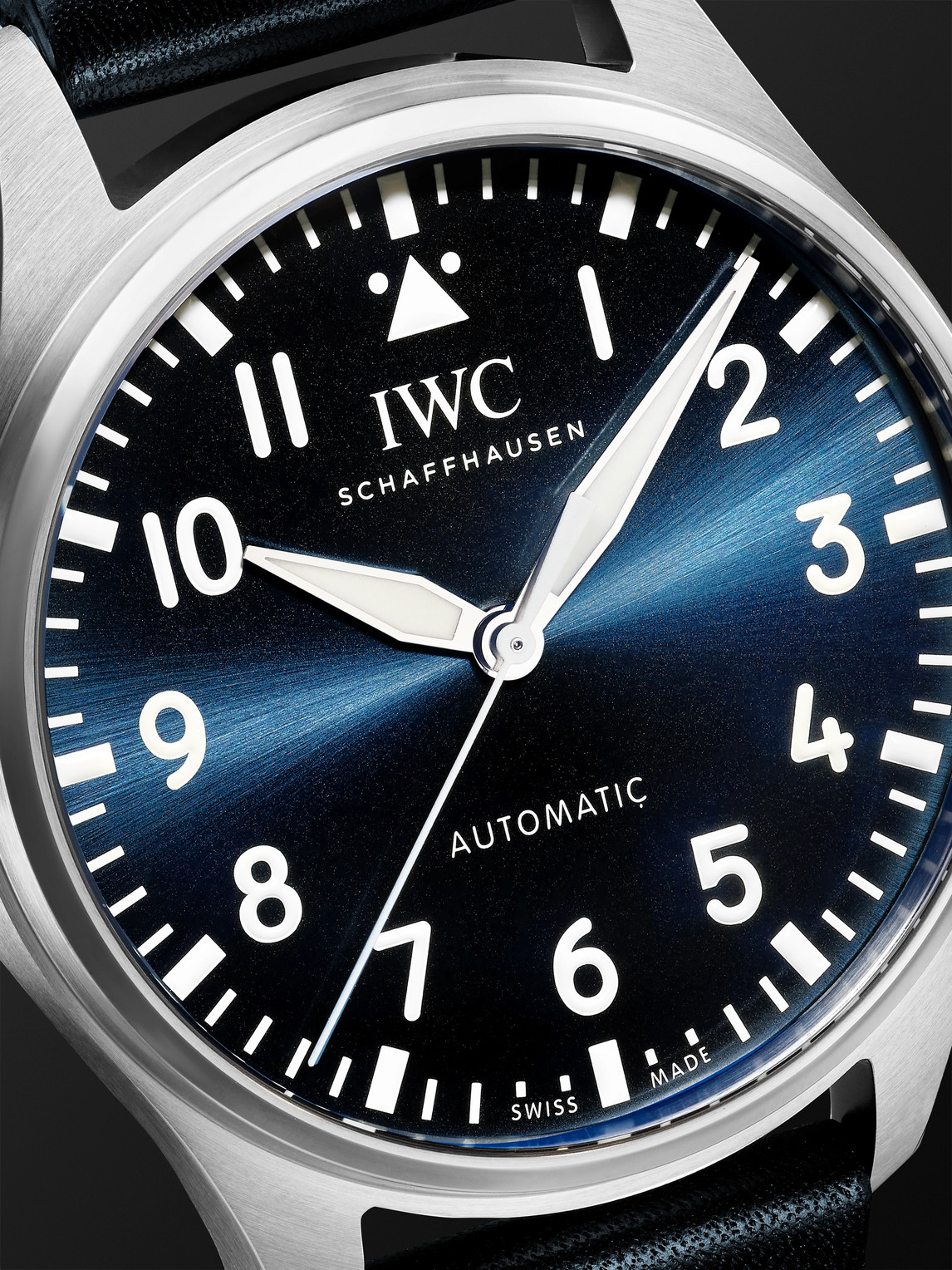 Shop Iwc Schaffhausen Big Pilot's Automatic 43mm Stainless Steel And Leather Watch, Ref. No. Iw329303 In Blue