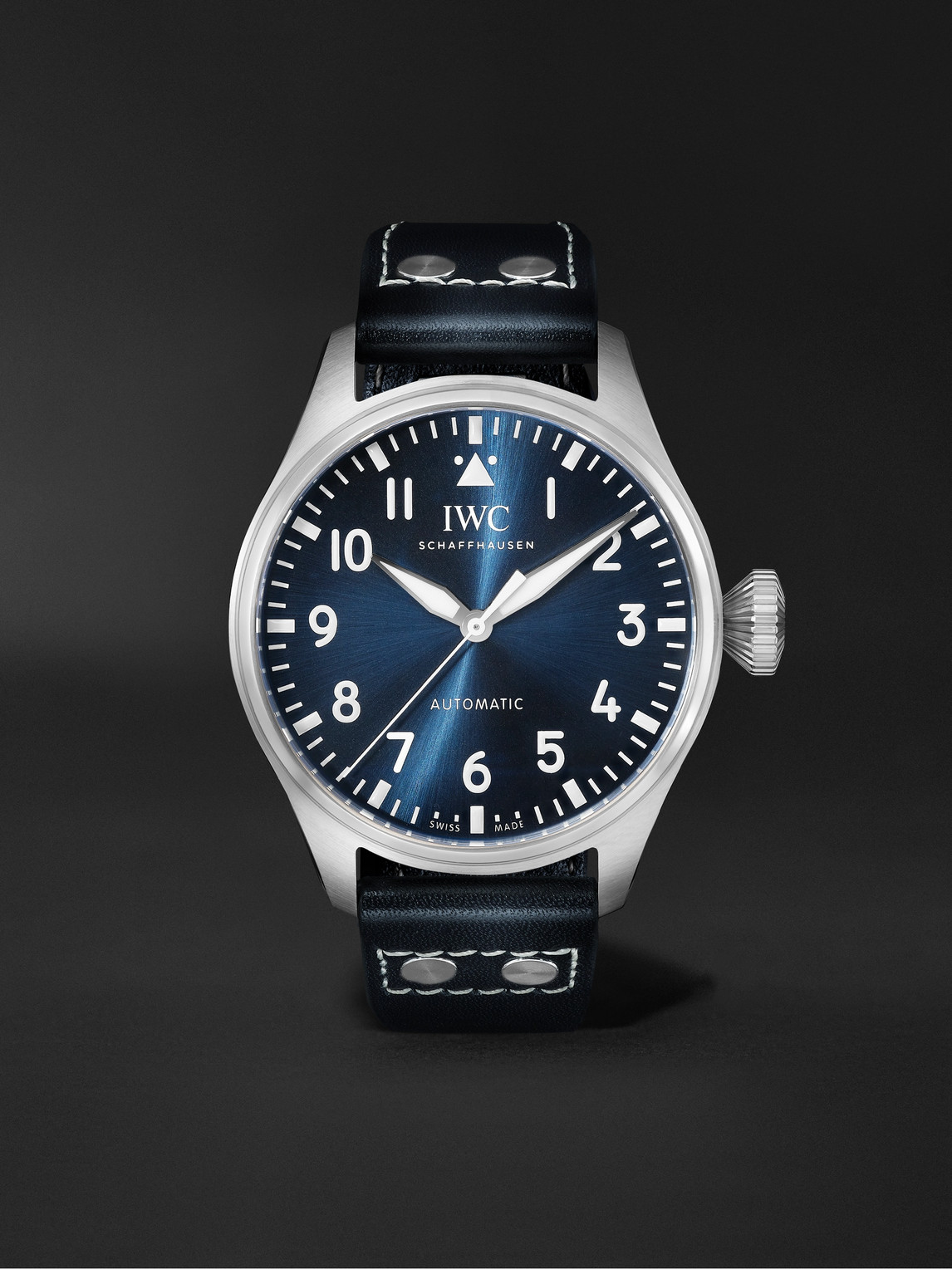 Iwc Schaffhausen Big Pilot's Automatic 43mm Stainless Steel And Leather Watch, Ref. No. Iw329303 In Blue