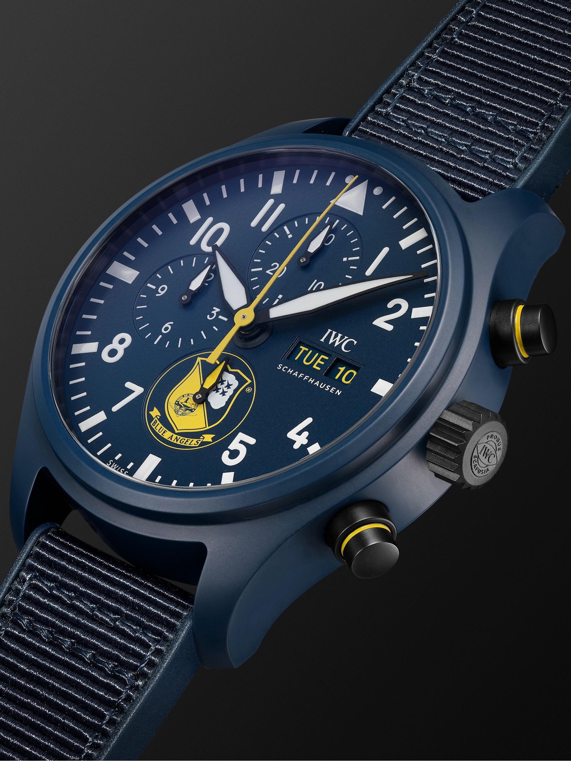 IWC SCHAFFHAUSEN Pilot's Blue Angels II Limited Edition Automatic Chronograph 44.5mm Ceramic and Textile Watch, Ref. No. IW389109