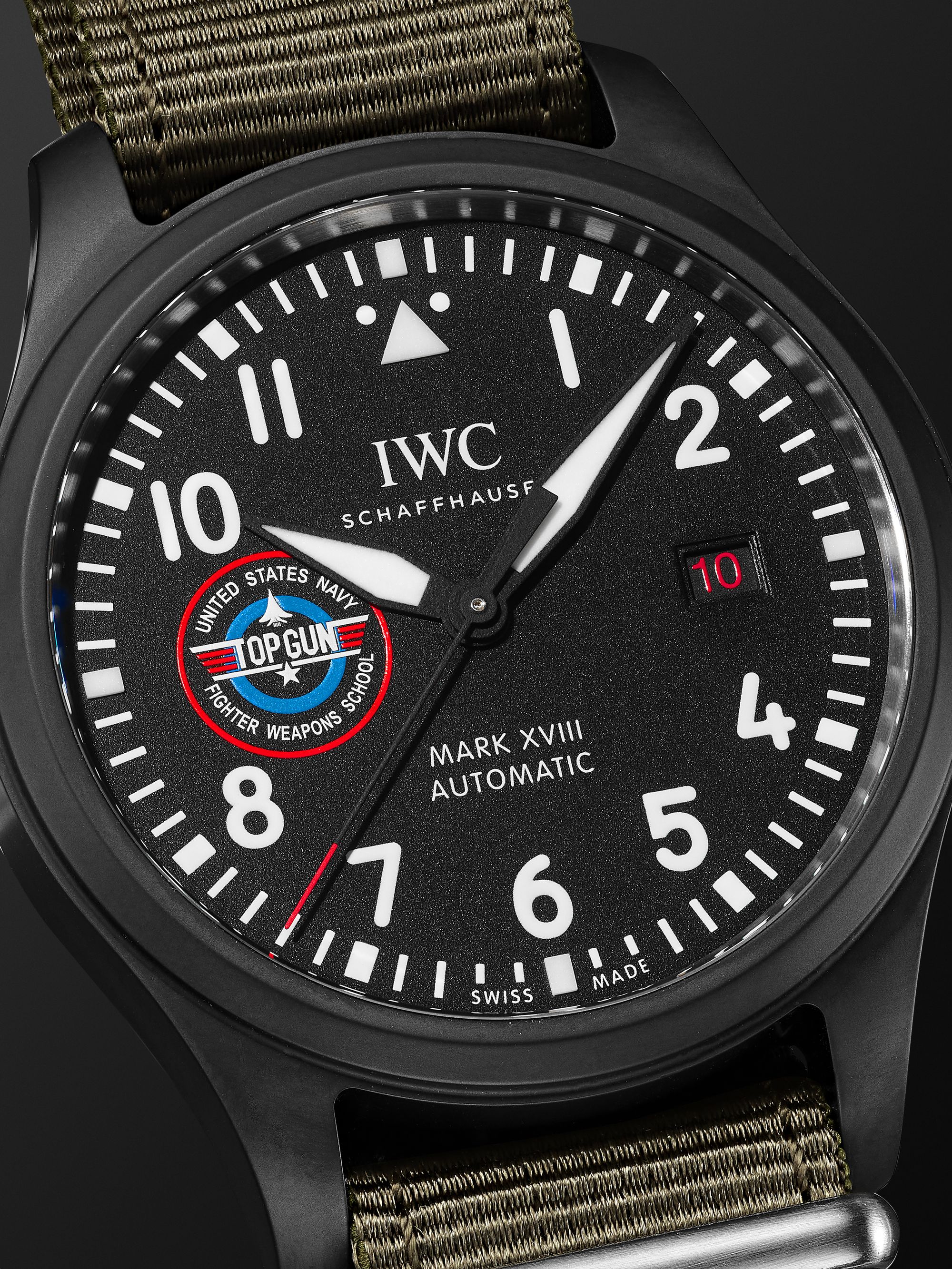 IWC SCHAFFHAUSEN Pilot's Watch MARK XVII SFTI Limited Edition Automatic Ceramic and Webbing Watch, Ref. No. IW324712