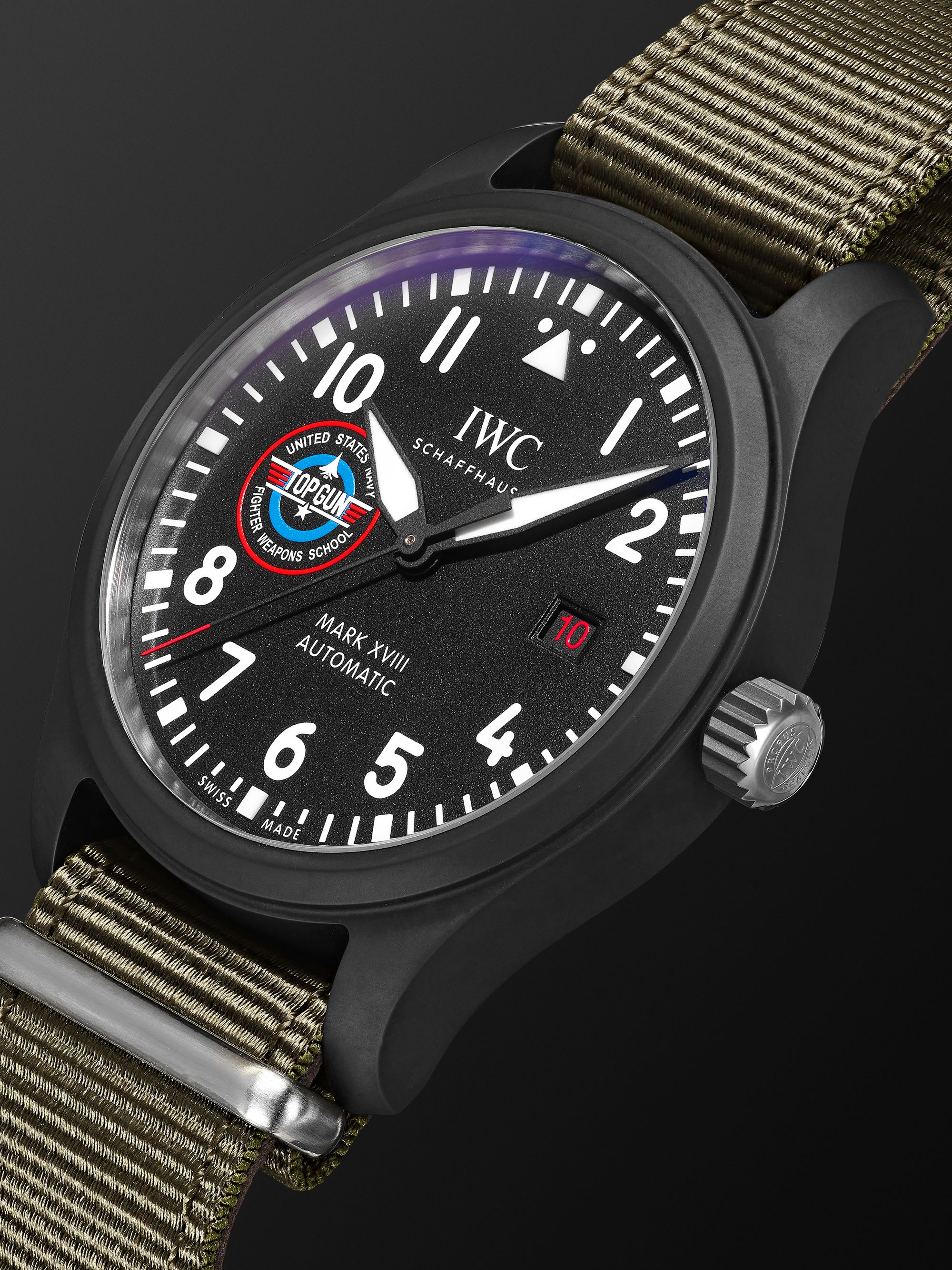 IWC SCHAFFHAUSEN Pilot's Watch MARK XVII SFTI Limited Edition Automatic Ceramic and Webbing Watch, Ref. No. IW324712