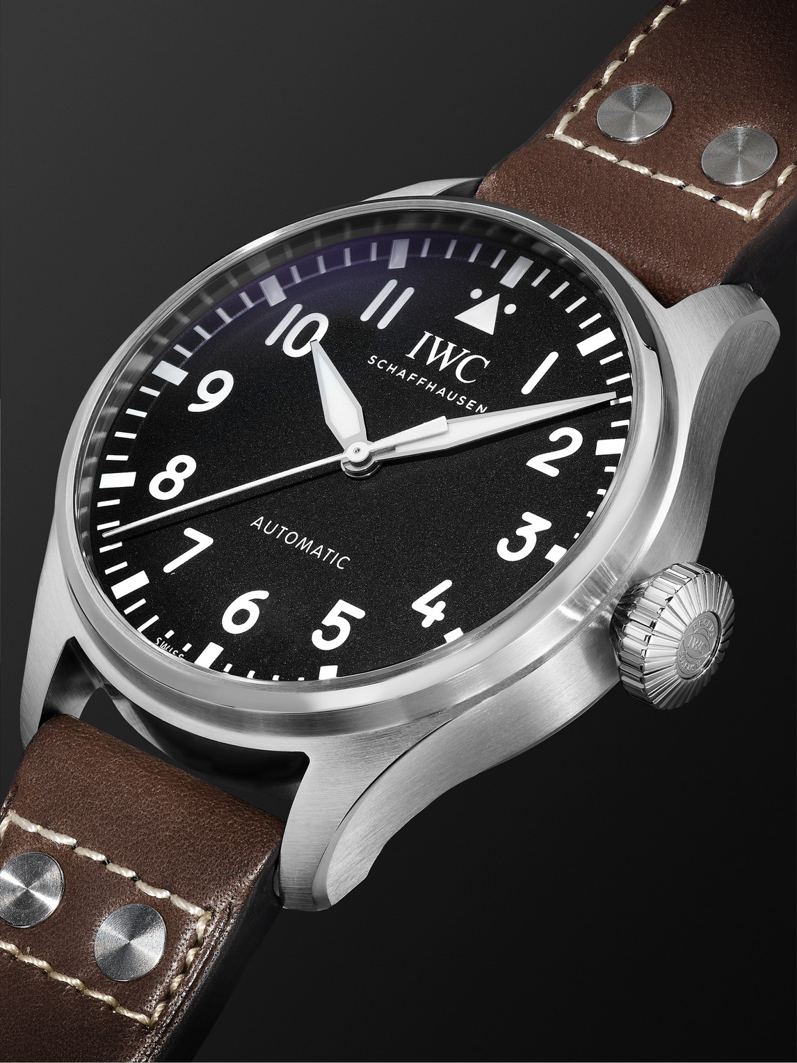Shop Iwc Schaffhausen Big Pilot's Automatic 43mm Stainless Steel And Leather Watch, Ref. No. Iw329301 In Unknown