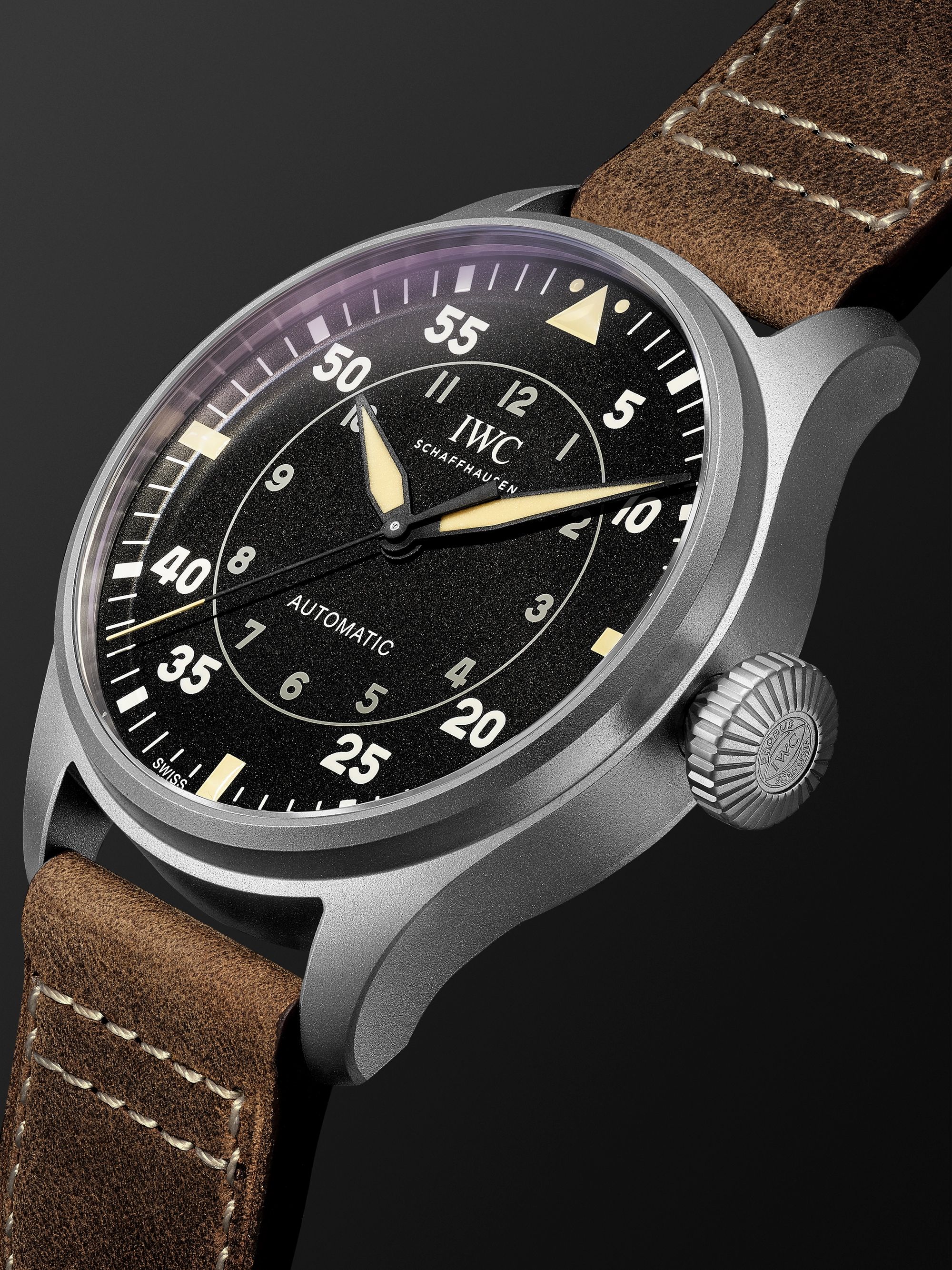 IWC SCHAFFHAUSEN Big Pilot's Watch Spitfire 43mm Titanium and Leather Watch, Ref No. IW329701