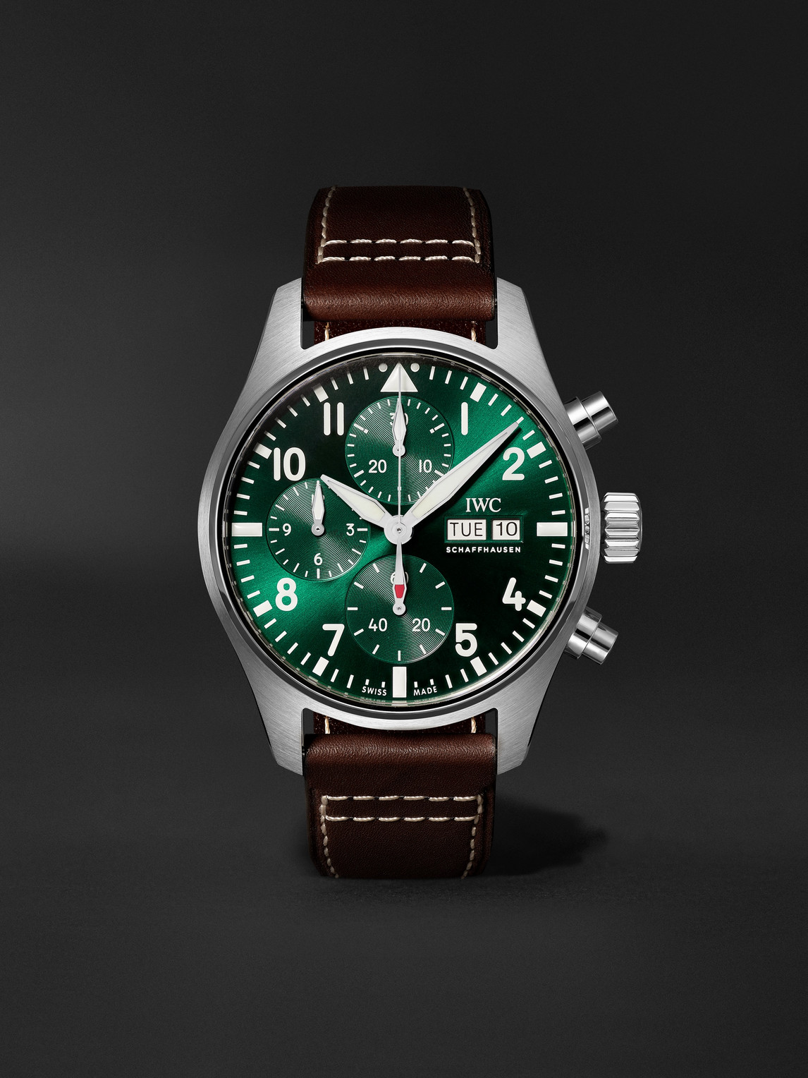 IWC SCHAFFHAUSEN Pilot's Automatic Chronograph 41mm Stainless Steel and Leather Watch, Ref. No. IW388103 - Men