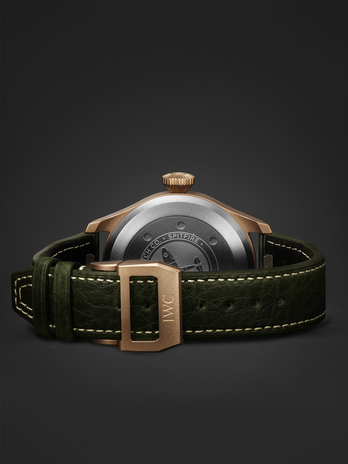 Shop Iwc Schaffhausen Big Pilot's Spitfire Automatic 43mm Bronze And Leather Watch, Ref. No. Iw329702 In Green