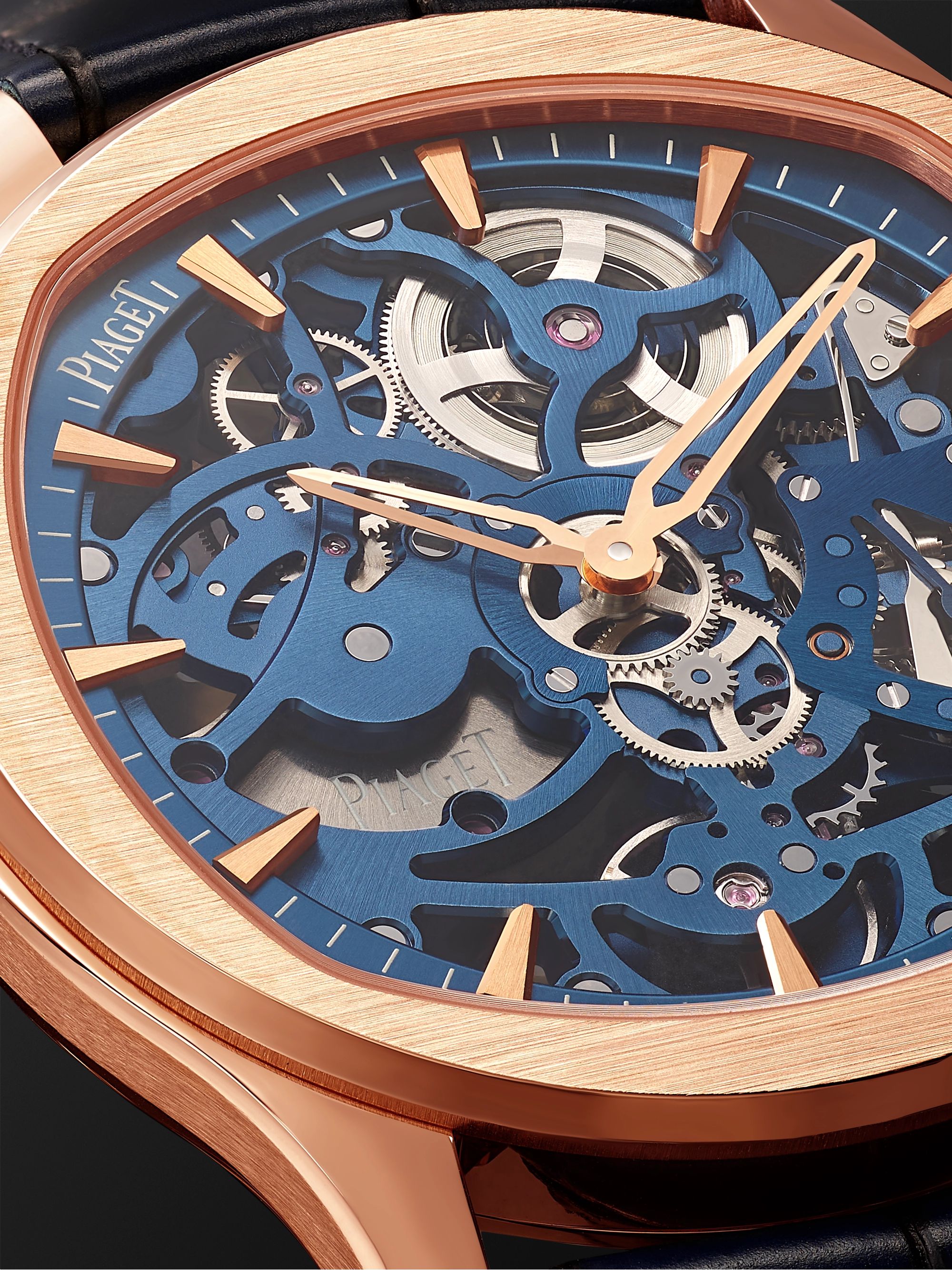 PIAGET Polo Skeleton Automatic 42mm 18-Karat Pink Gold and Alligator Watch, Ref. No. G0A46009