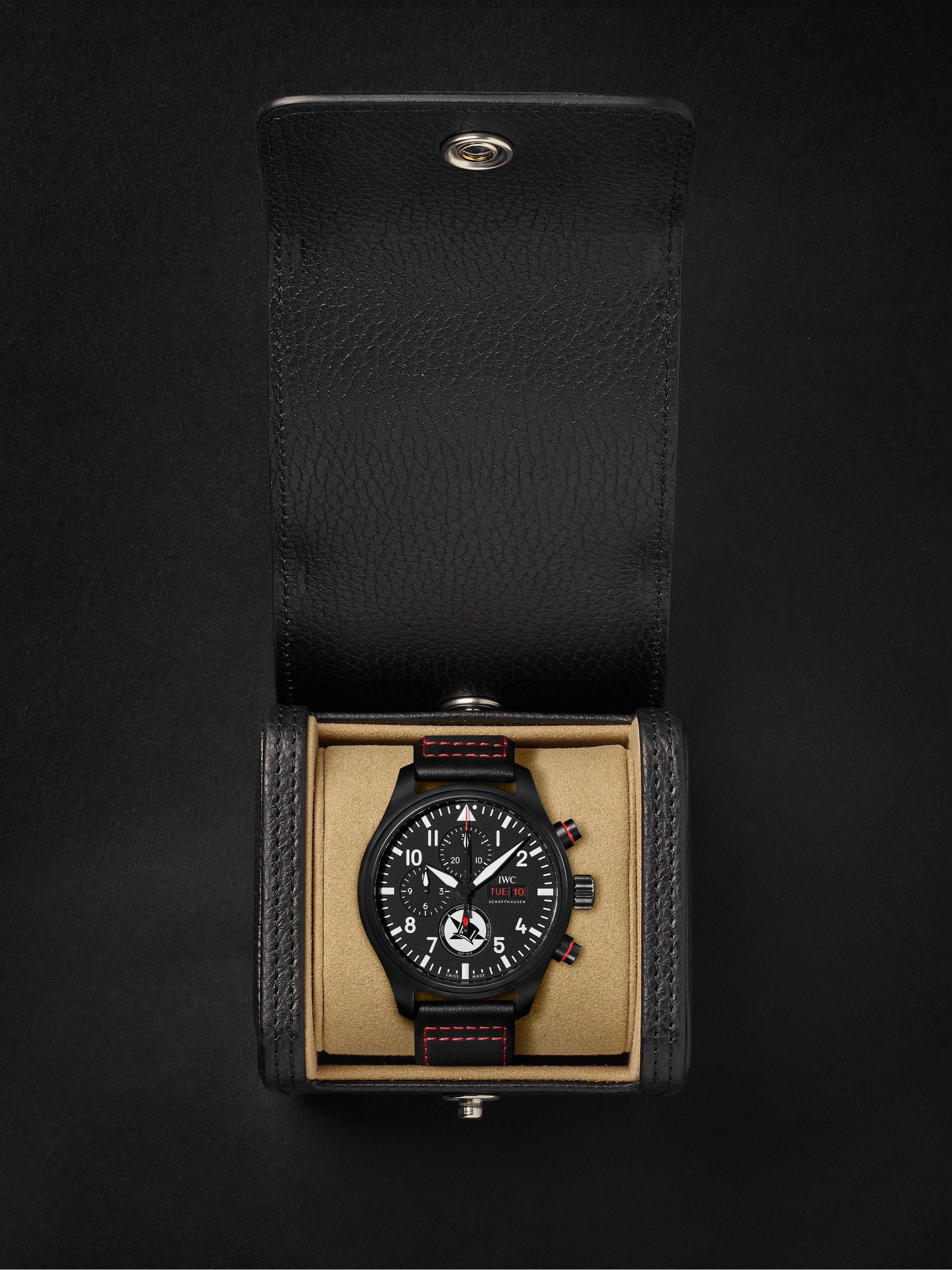 IWC SCHAFFHAUSEN Pilot's Tophatter Automatic Chronograph 44.5mm Ceramic and Leather Watch, Ref. No. IW389108