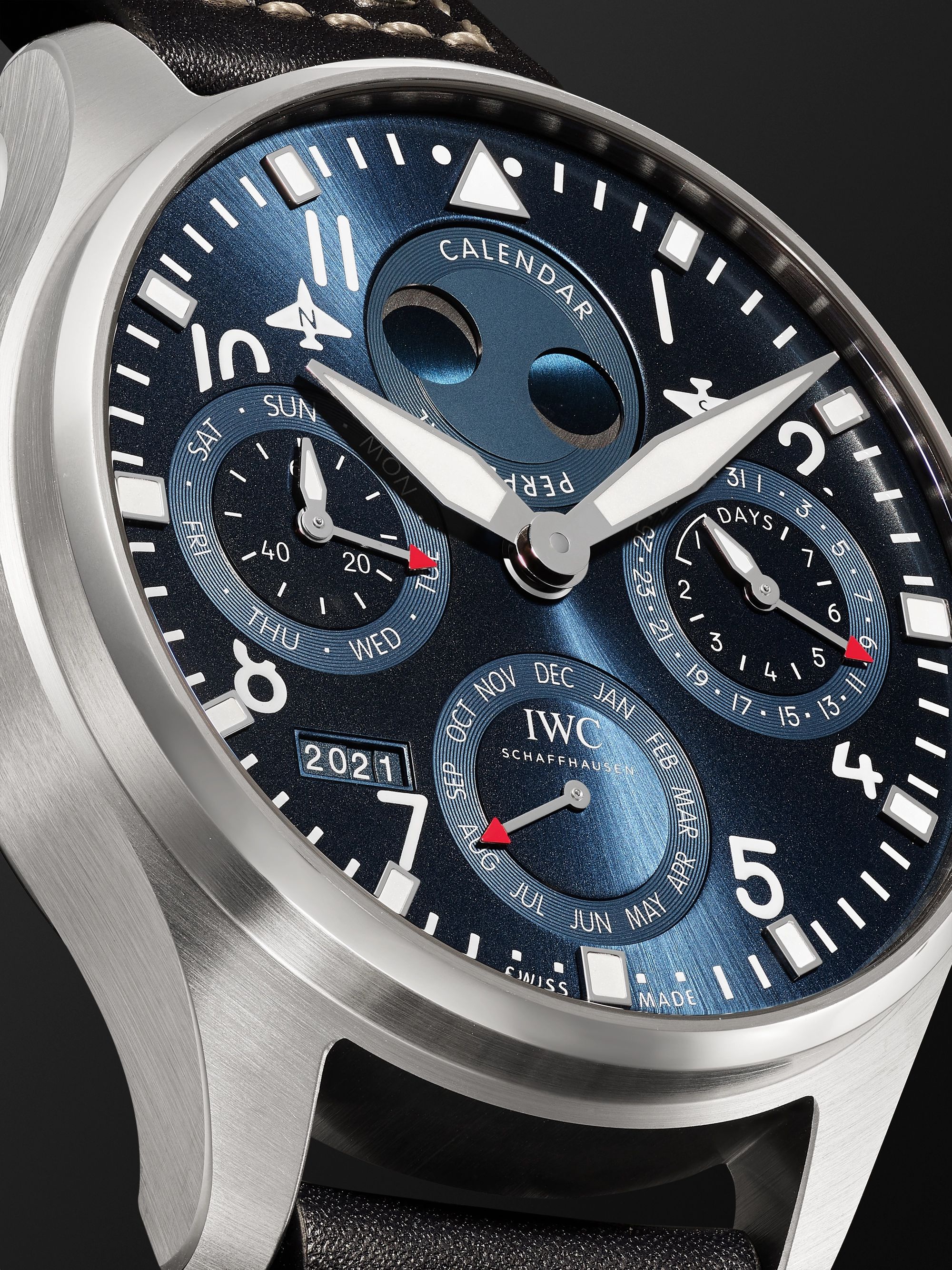 IWC SCHAFFHAUSEN Big Pilot's Automatic Perpetual Calendar 46.2mm Stainless Steel and Leather Watch, Ref. No. IW503605