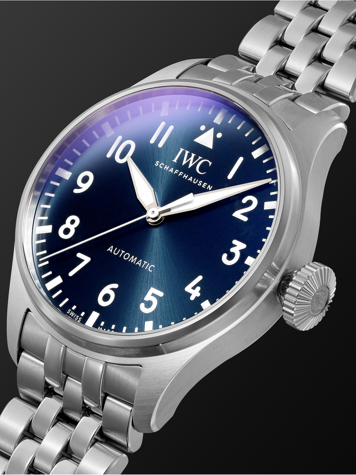 Shop Iwc Schaffhausen Big Pilot's Automatic 43mm Stainless Steel Watch, Ref. No. Iw329304 In Blue