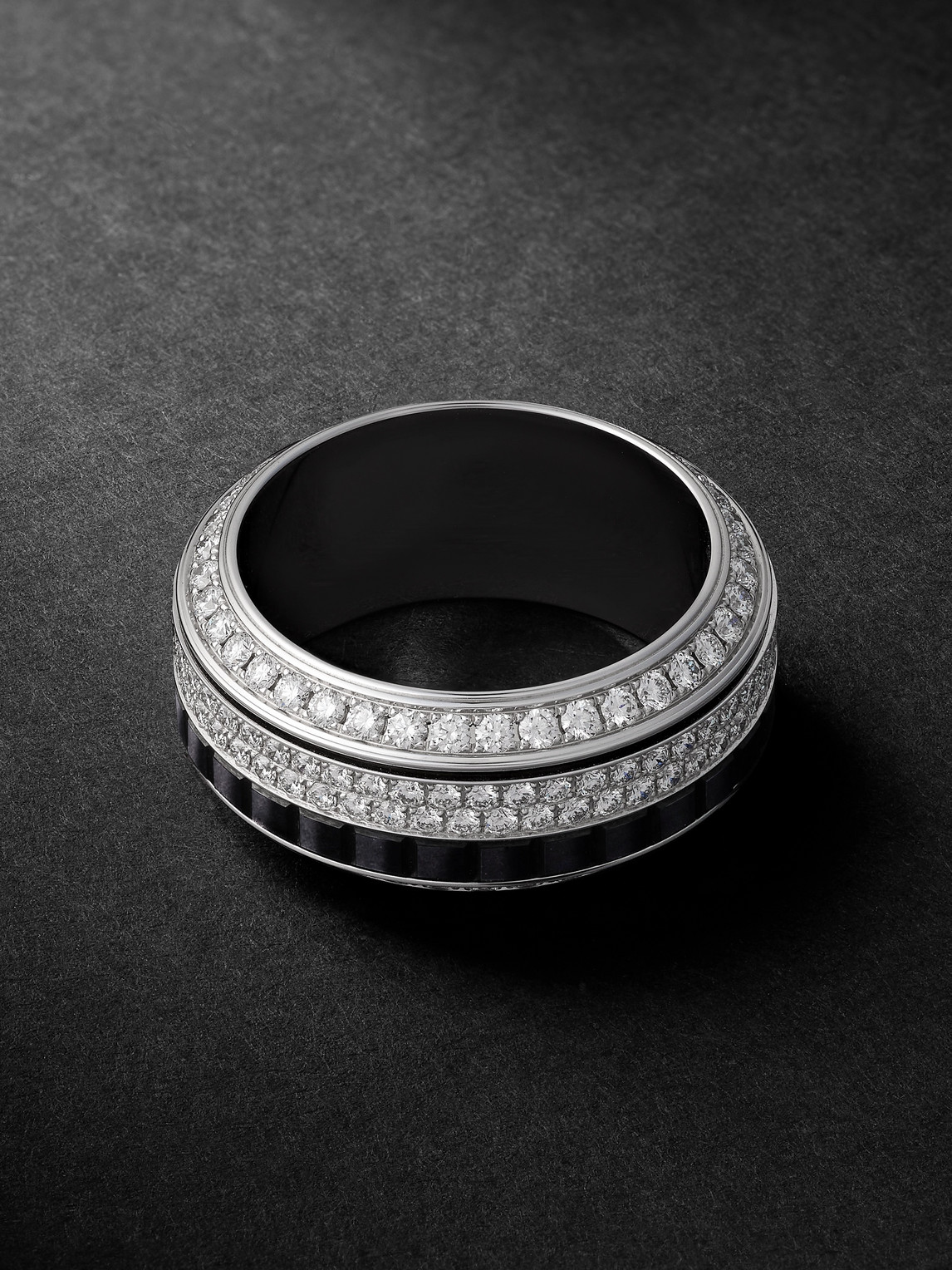 Shop Piaget Possession 18-karat White Gold, Diamond And Ceramic Ring In Silver