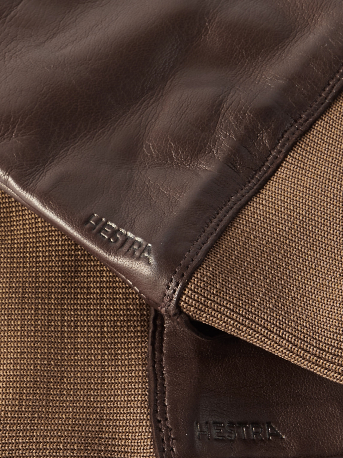 Shop Hestra Adrian Leather And Wool-blend Gloves In Brown
