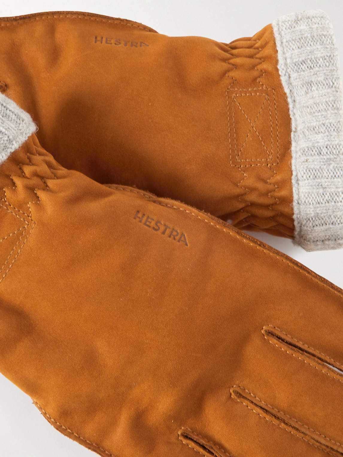Shop Hestra Primaloft Fleece-lined Full-grain Leather Gloves In Brown