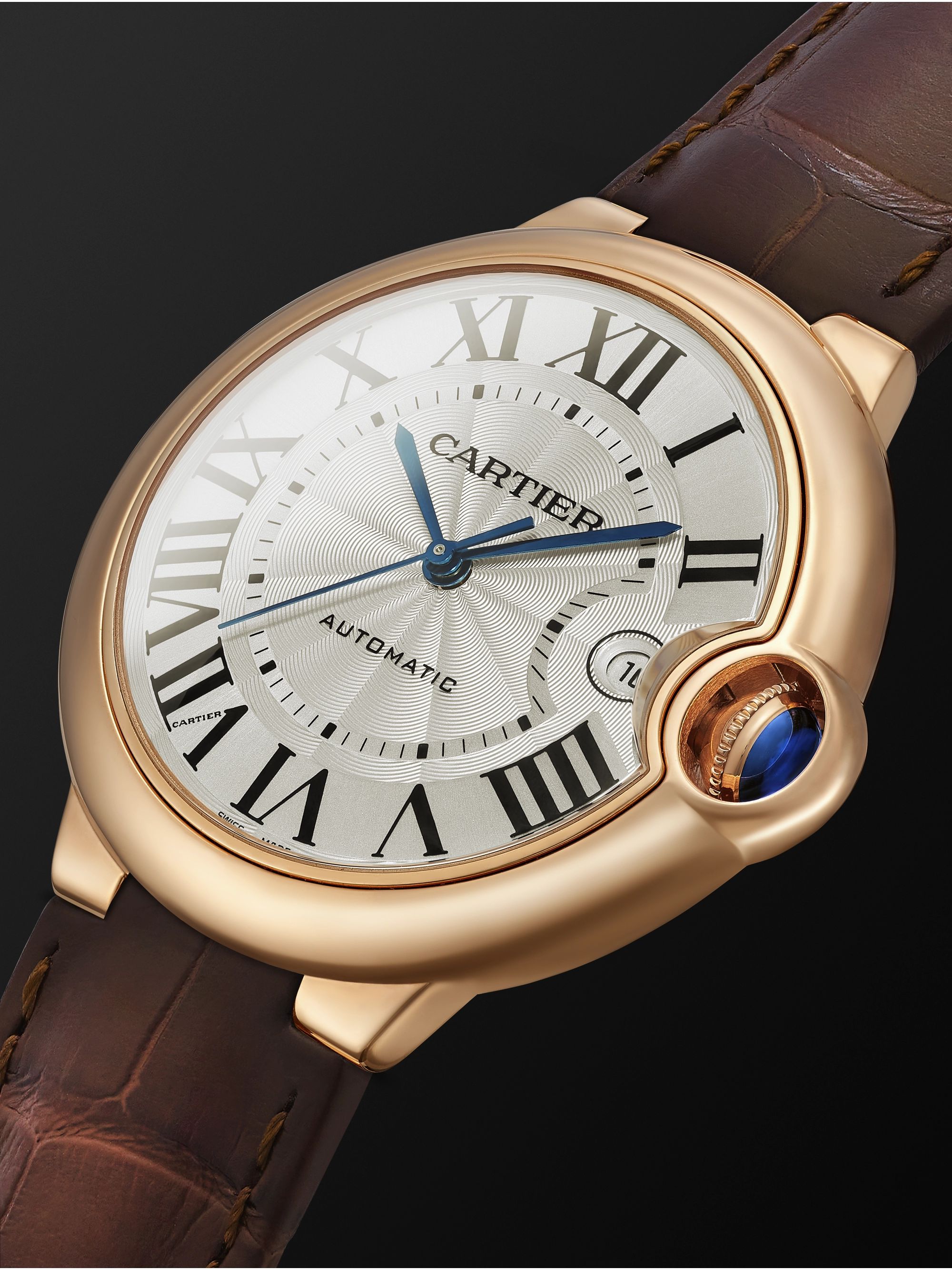 CARTIER Ballon Bleu de Cartier Automatic 40mm 18-Karat Pink Gold and Alligator Watch, Ref. No. WGBB0035