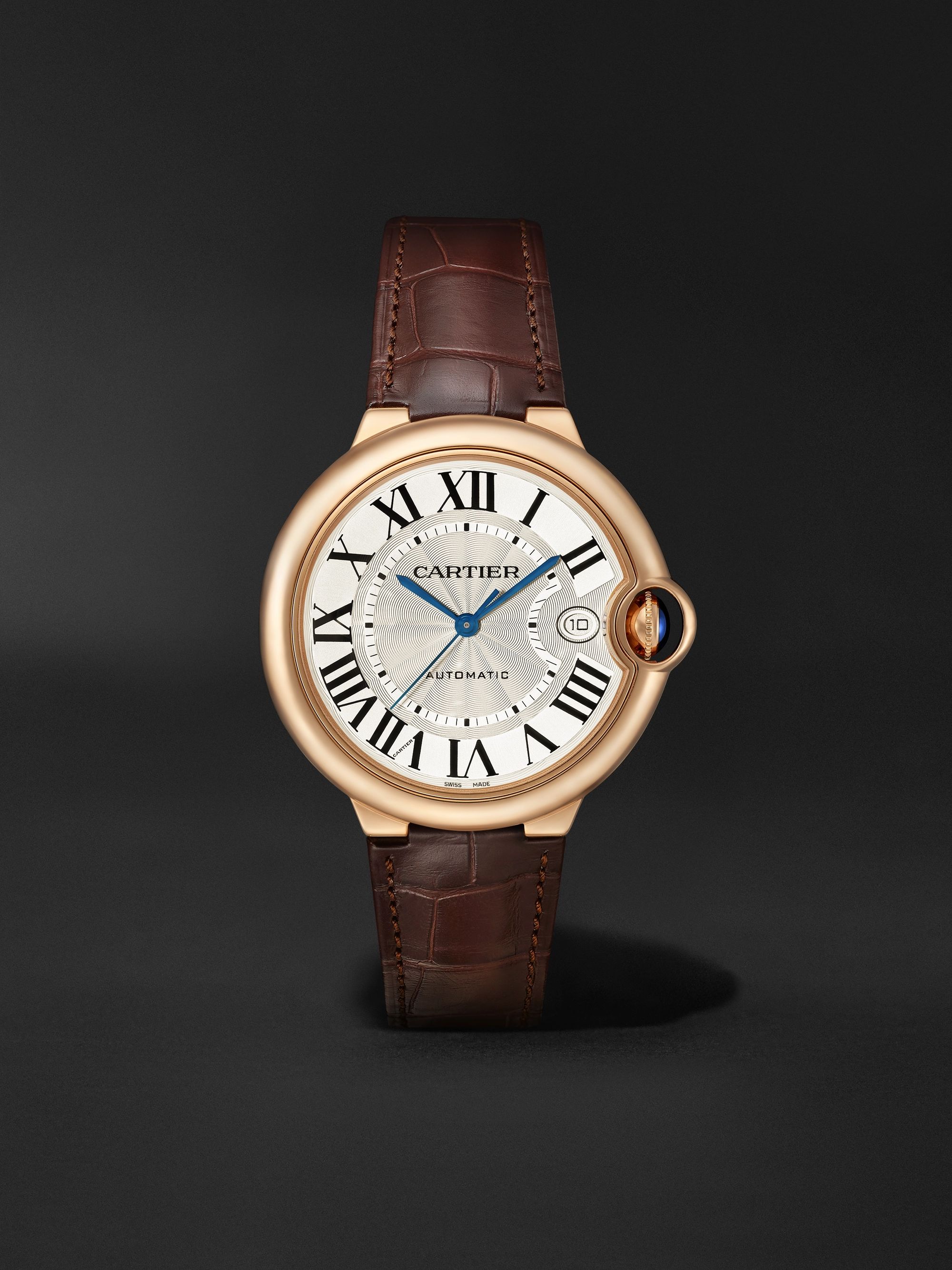 CARTIER Ballon Bleu de Cartier Automatic 40mm 18-Karat Pink Gold and Alligator Watch, Ref. No. WGBB0035