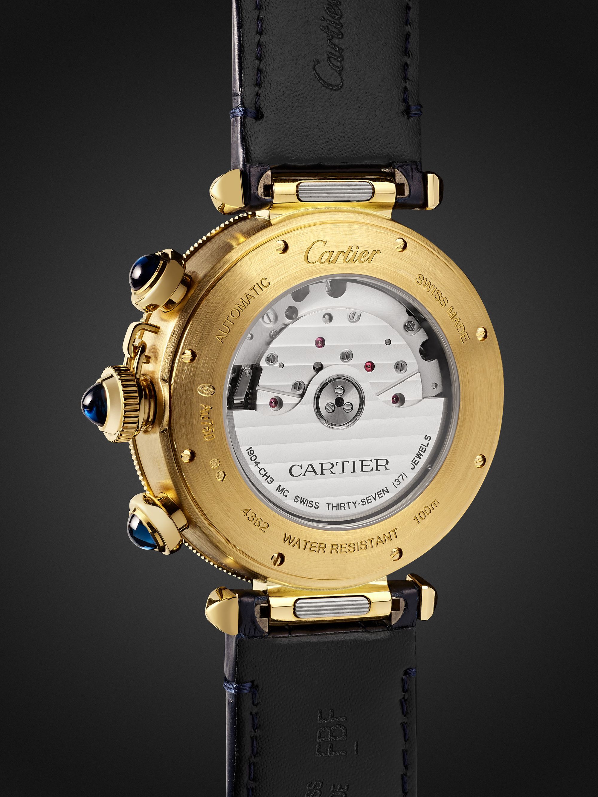 CARTIER Pasha de Cartier Automatic Chronograph 41mm 18-Karat Gold and Alligator Watch, Ref. No. WGPA0017