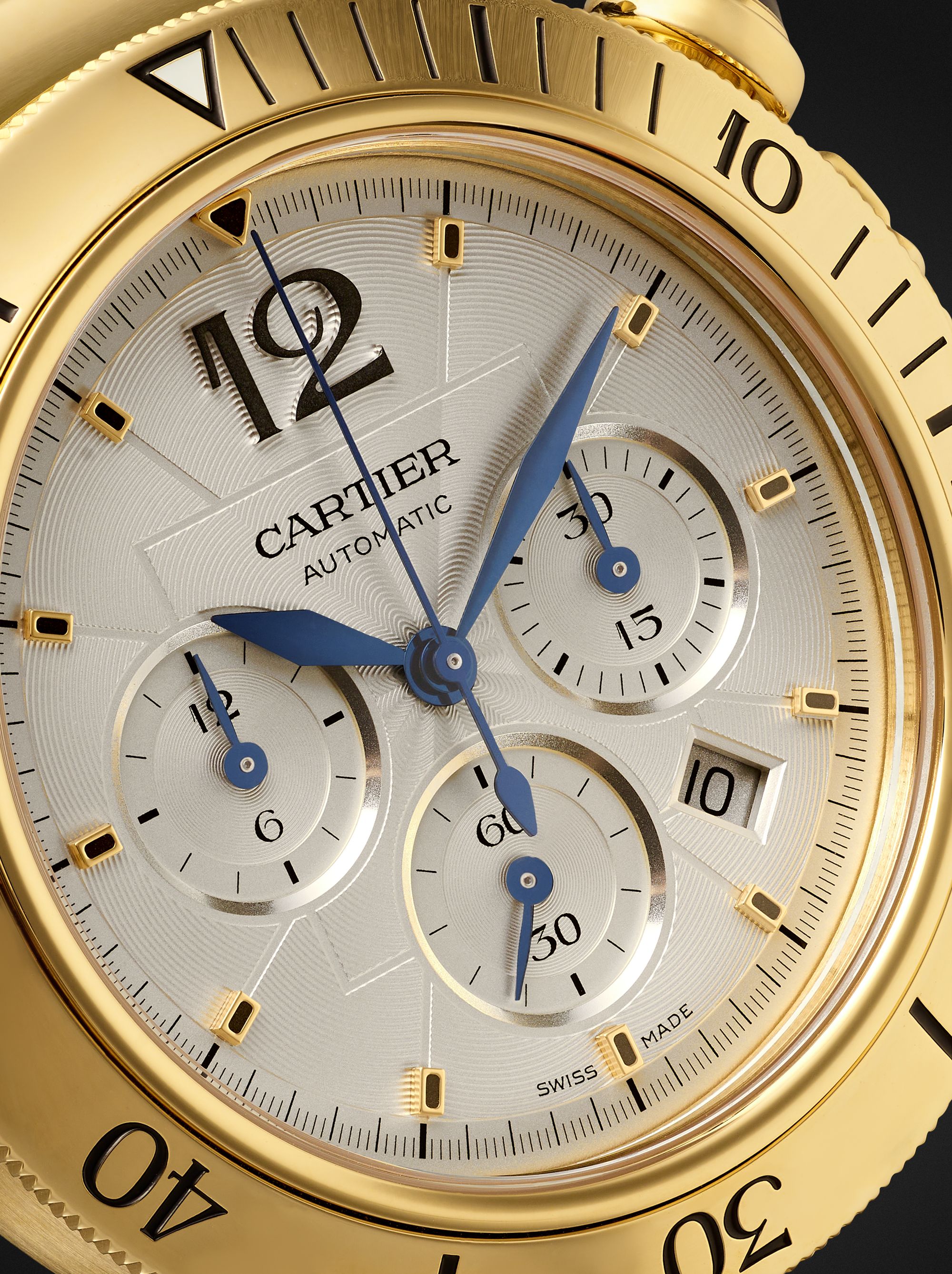 CARTIER Pasha de Cartier Automatic Chronograph 41mm 18-Karat Gold and Alligator Watch, Ref. No. WGPA0017