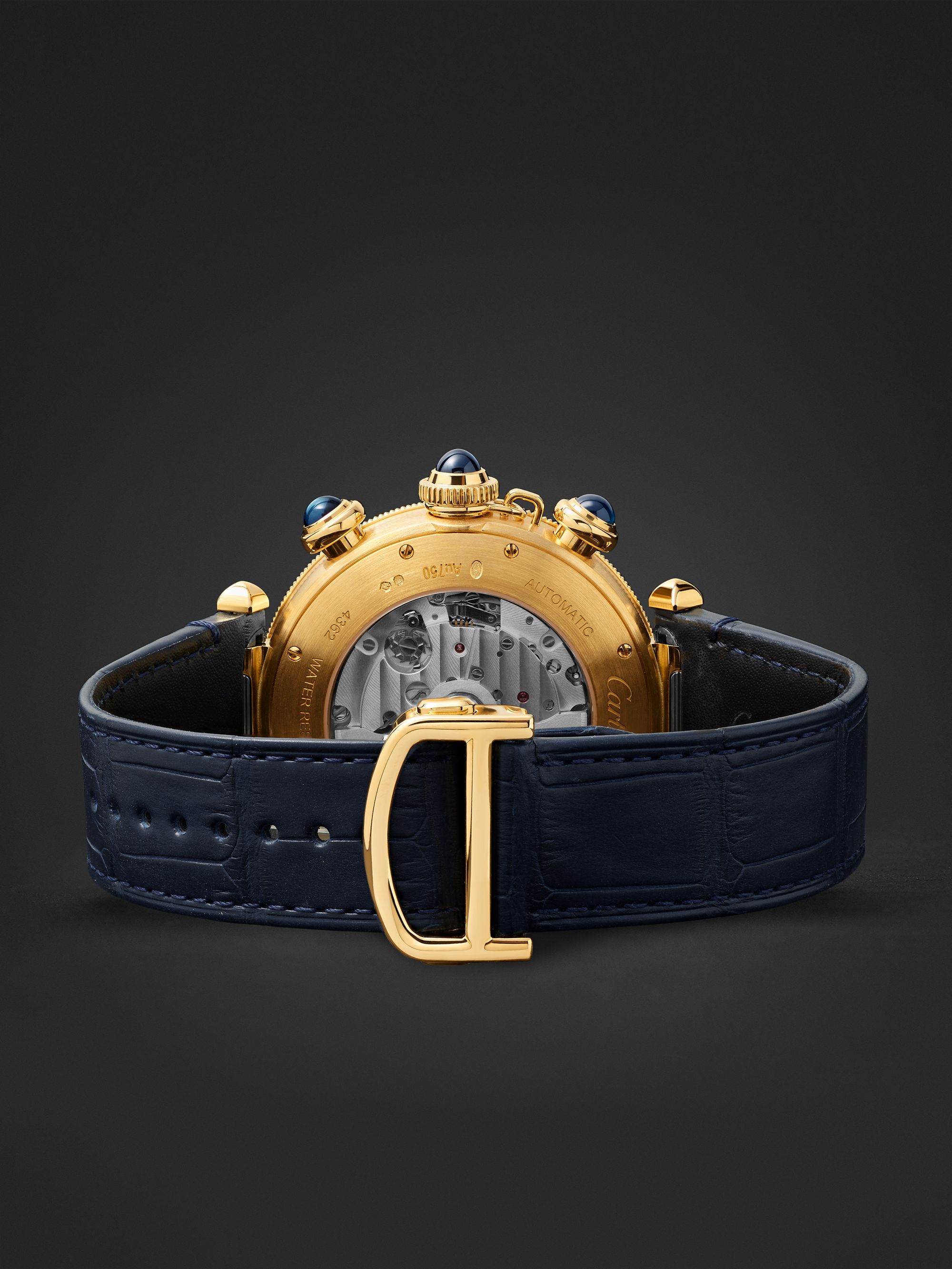 CARTIER Pasha de Cartier Automatic Chronograph 41mm 18-Karat Gold and Alligator Watch, Ref. No. WGPA0017