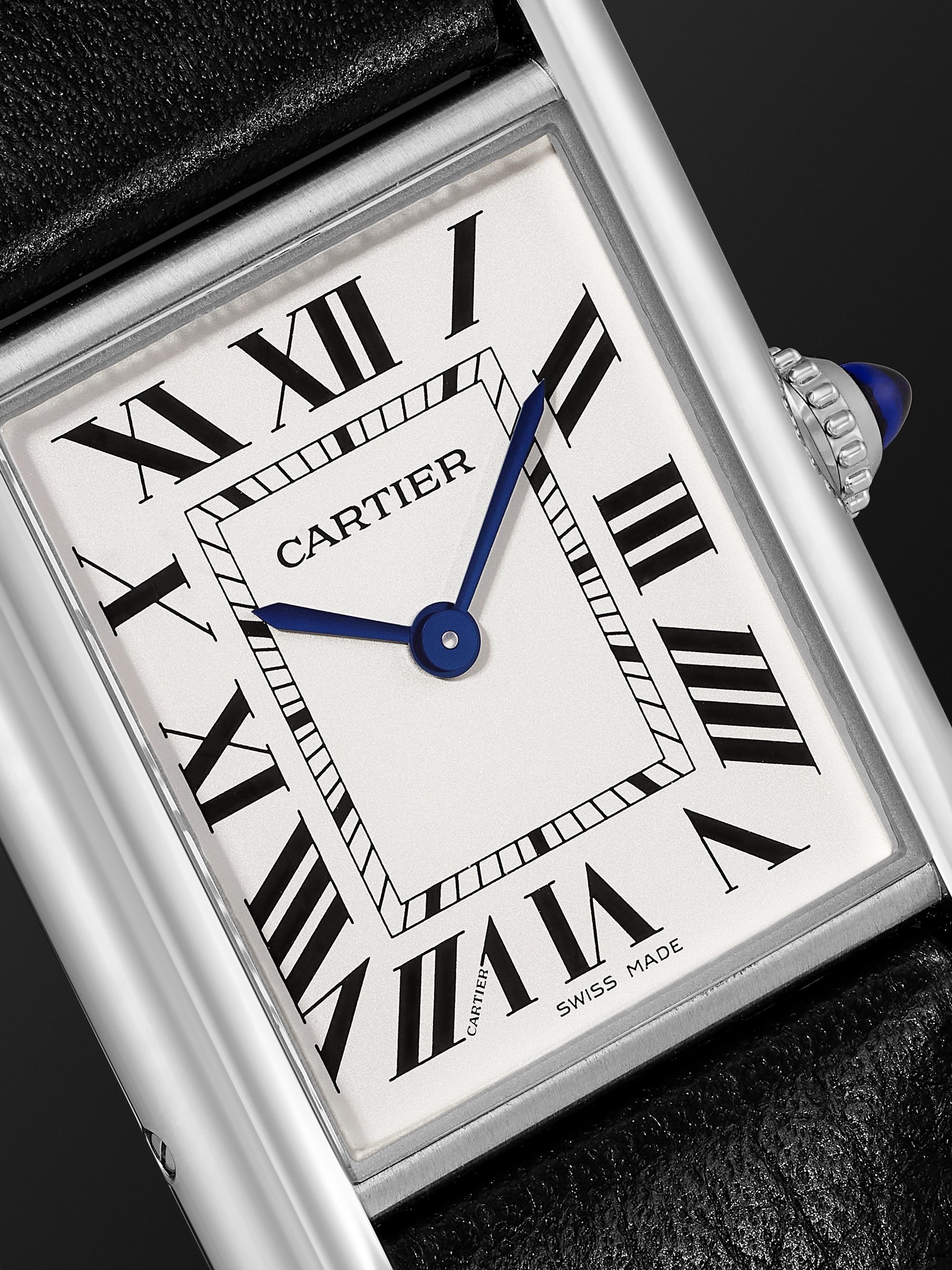 CARTIER Tank Must 33.7mm Stainless Steel and Leather Watch, Ref. No. WSTA0041