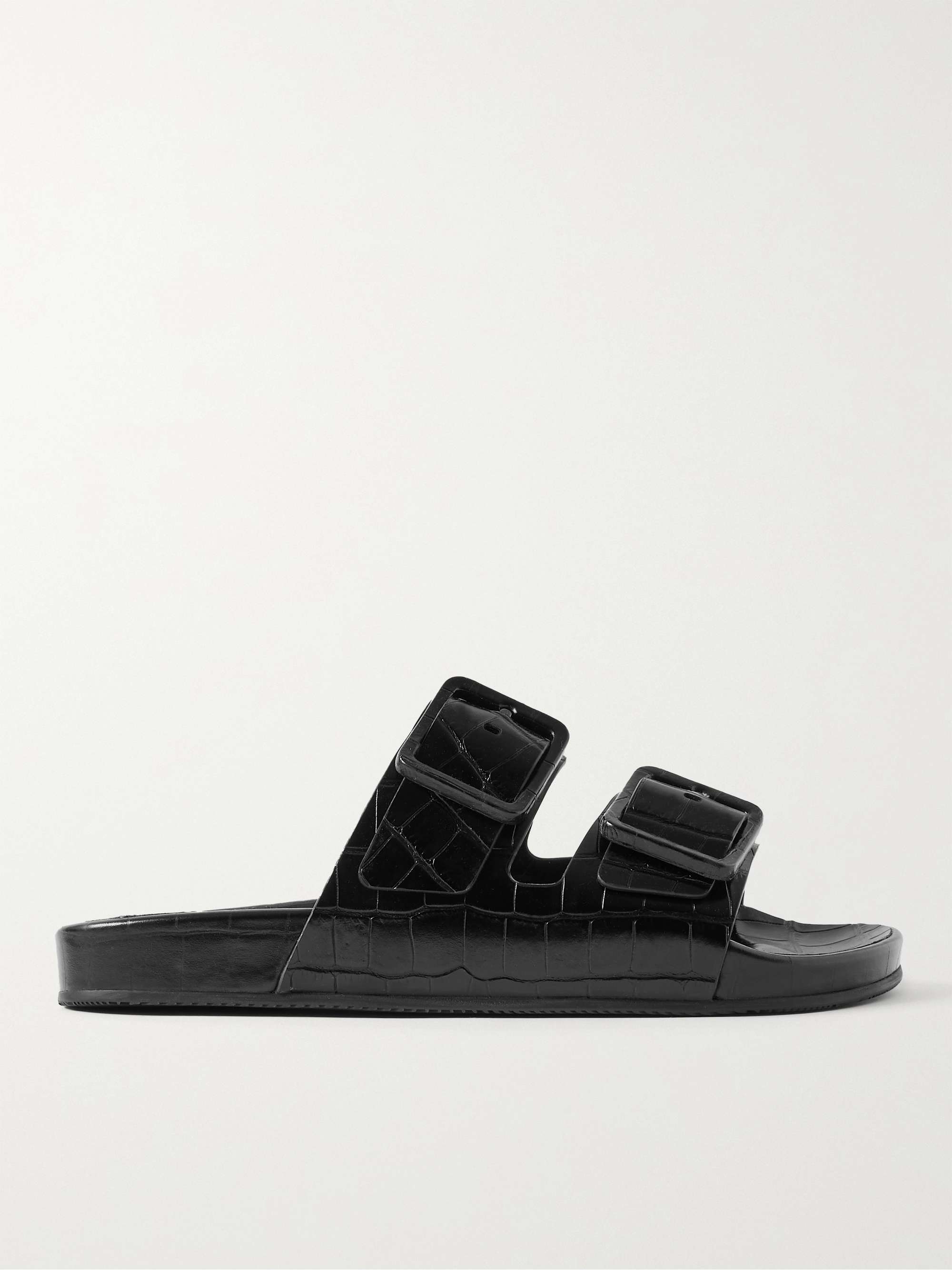 Balenciaga Mens Track Slides Men  Bloomingdales  Blue leather sandals Balenciaga  mens Mens leather sandals