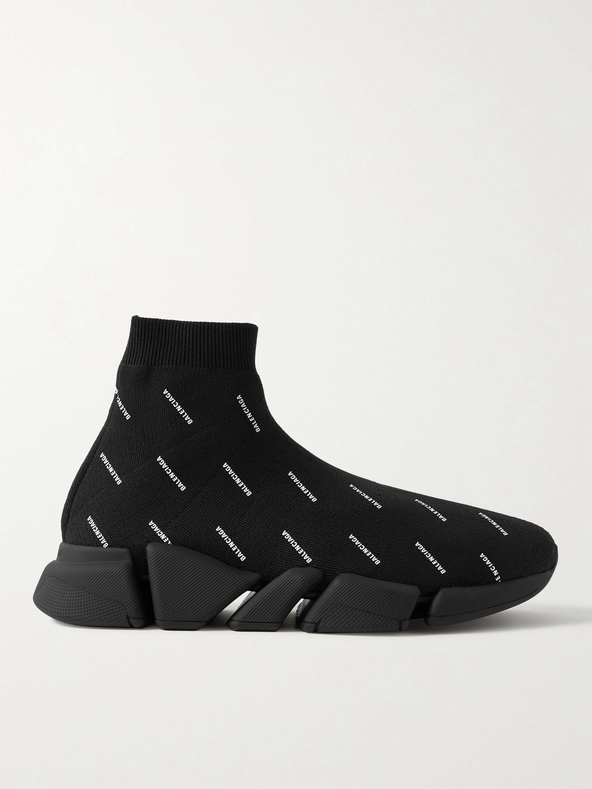 BALENCIAGA Speed 2.0 Logo-Print Stretch-Knit Slip-On for Men | MR PORTER