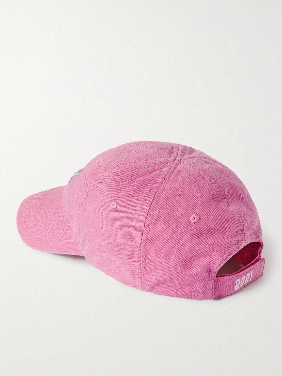Shop Balenciaga Embroidered Cotton-twill Baseball Cap In Pink
