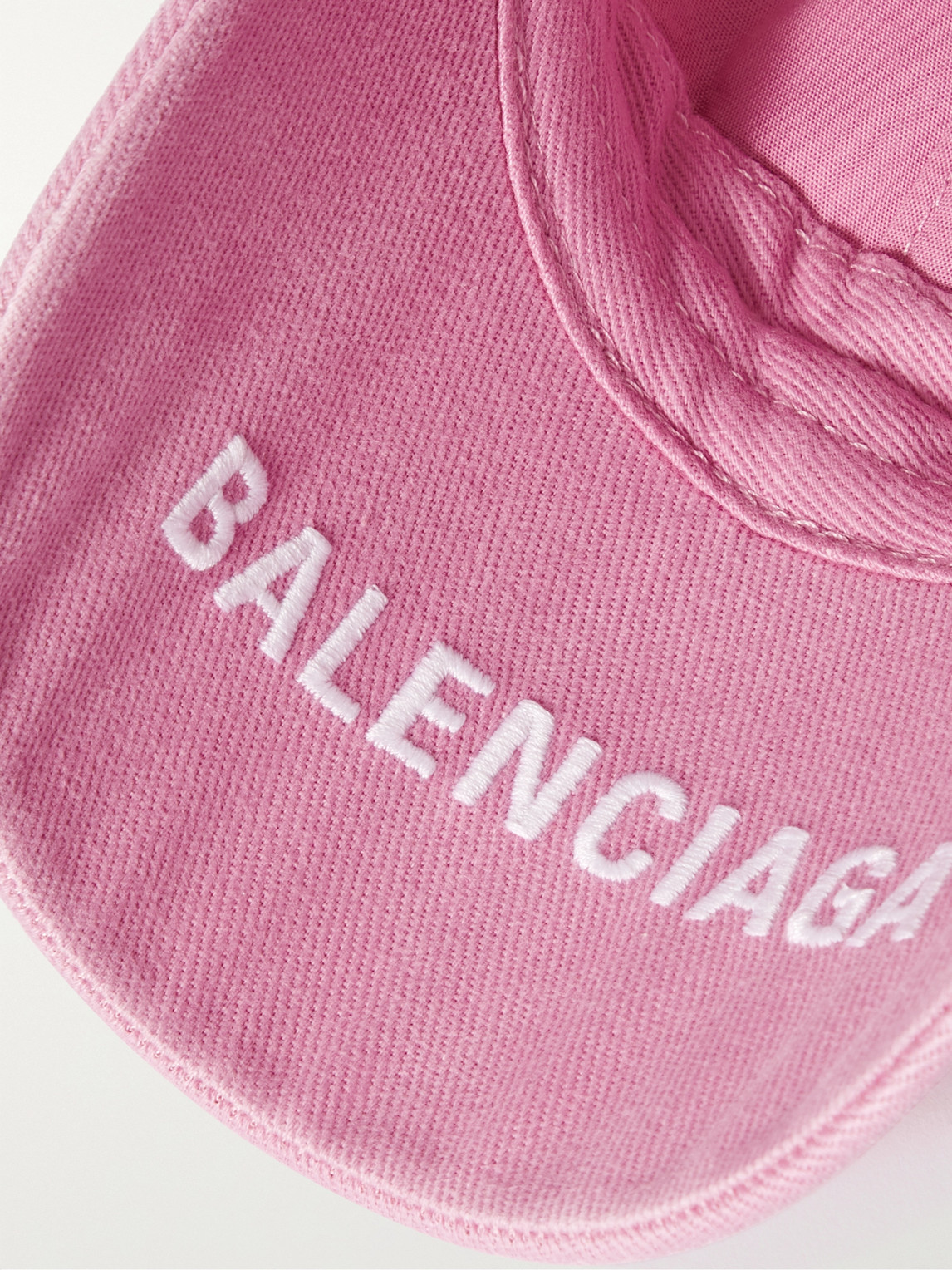 Shop Balenciaga Embroidered Cotton-twill Baseball Cap In Pink