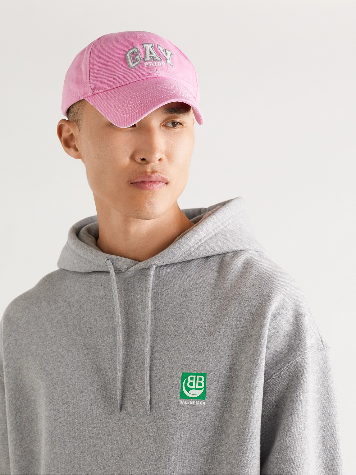 Shop Balenciaga Embroidered Cotton-twill Baseball Cap In Pink