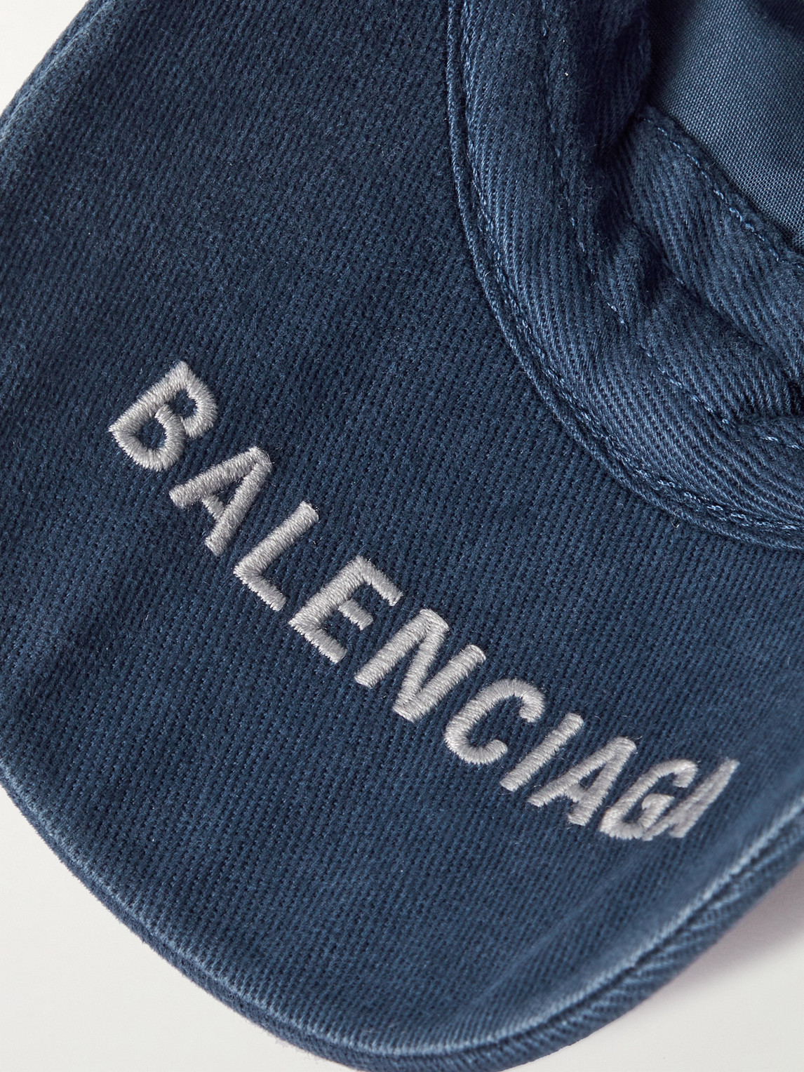 Shop Balenciaga Embroidered Cotton-twill Baseball Cap In Blue