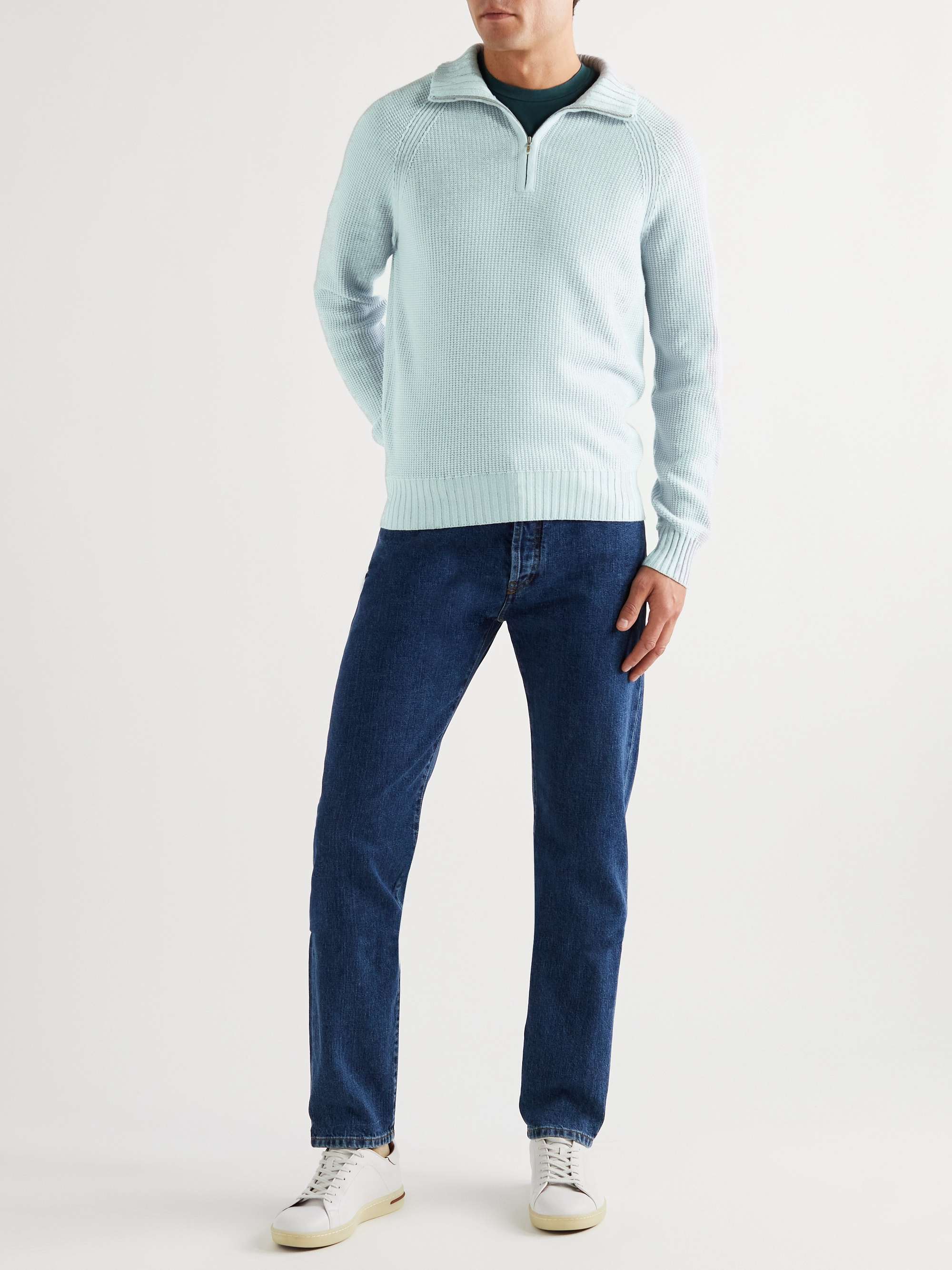 LORO PIANA Roadster Mezzocollo Half-Zip Cashmere Sweater