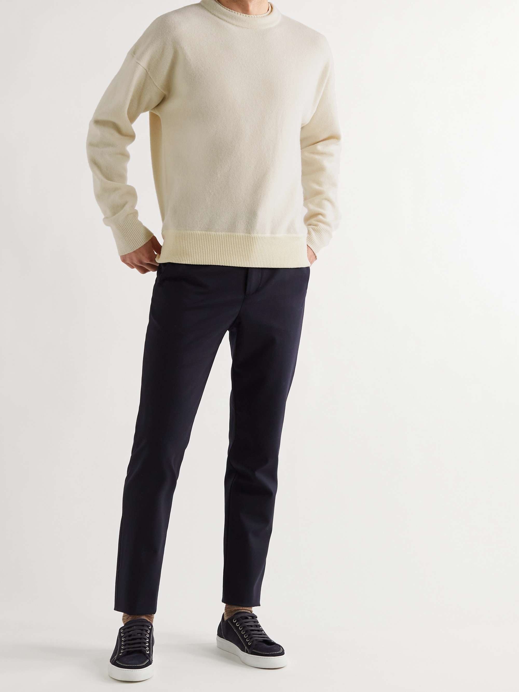 LORO PIANA Layered Garment-Dyed Wish Virgin Wool Sweater