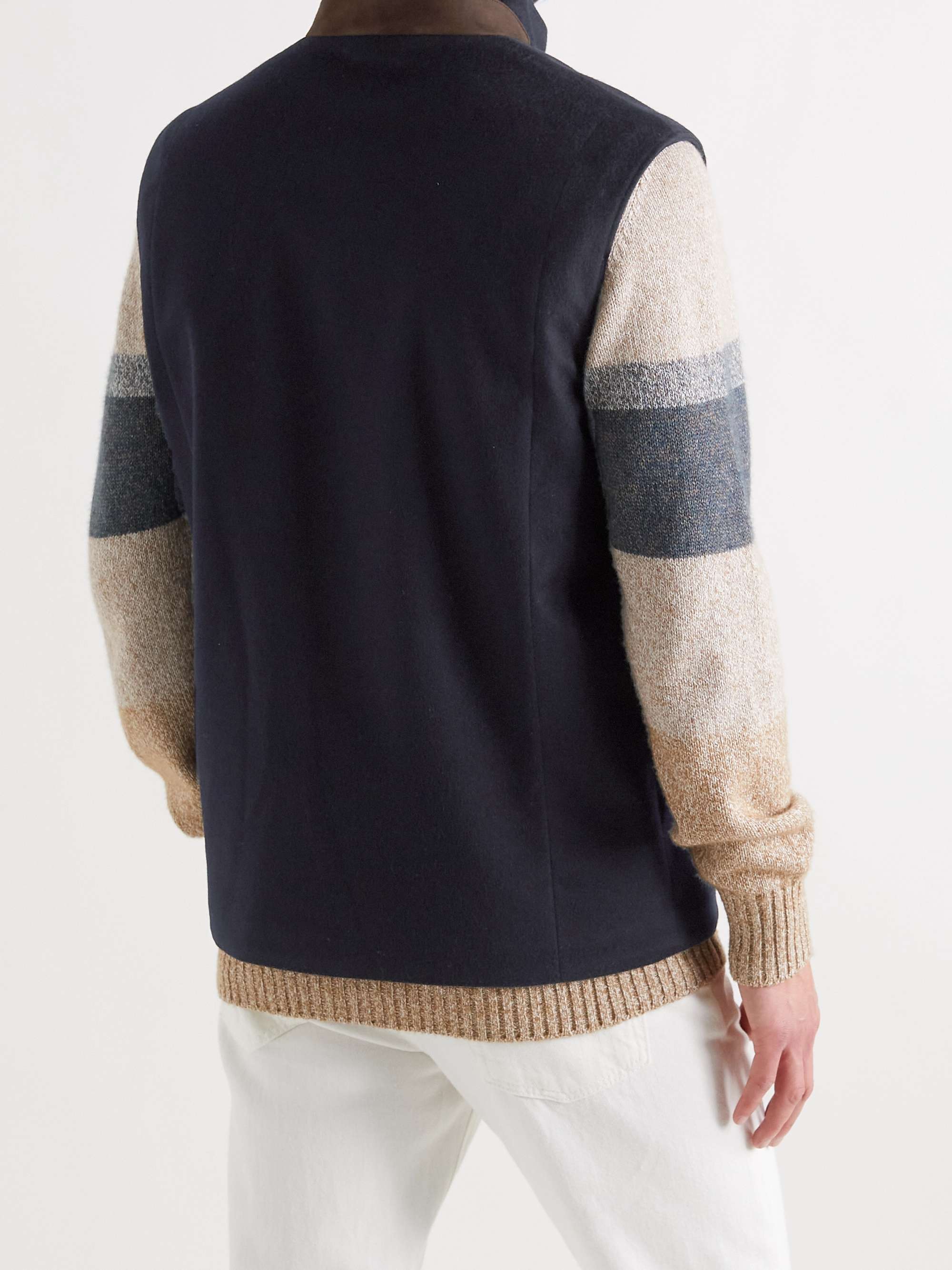 LORO PIANA Suede-Trimmed Brushed-Cashmere Gilet