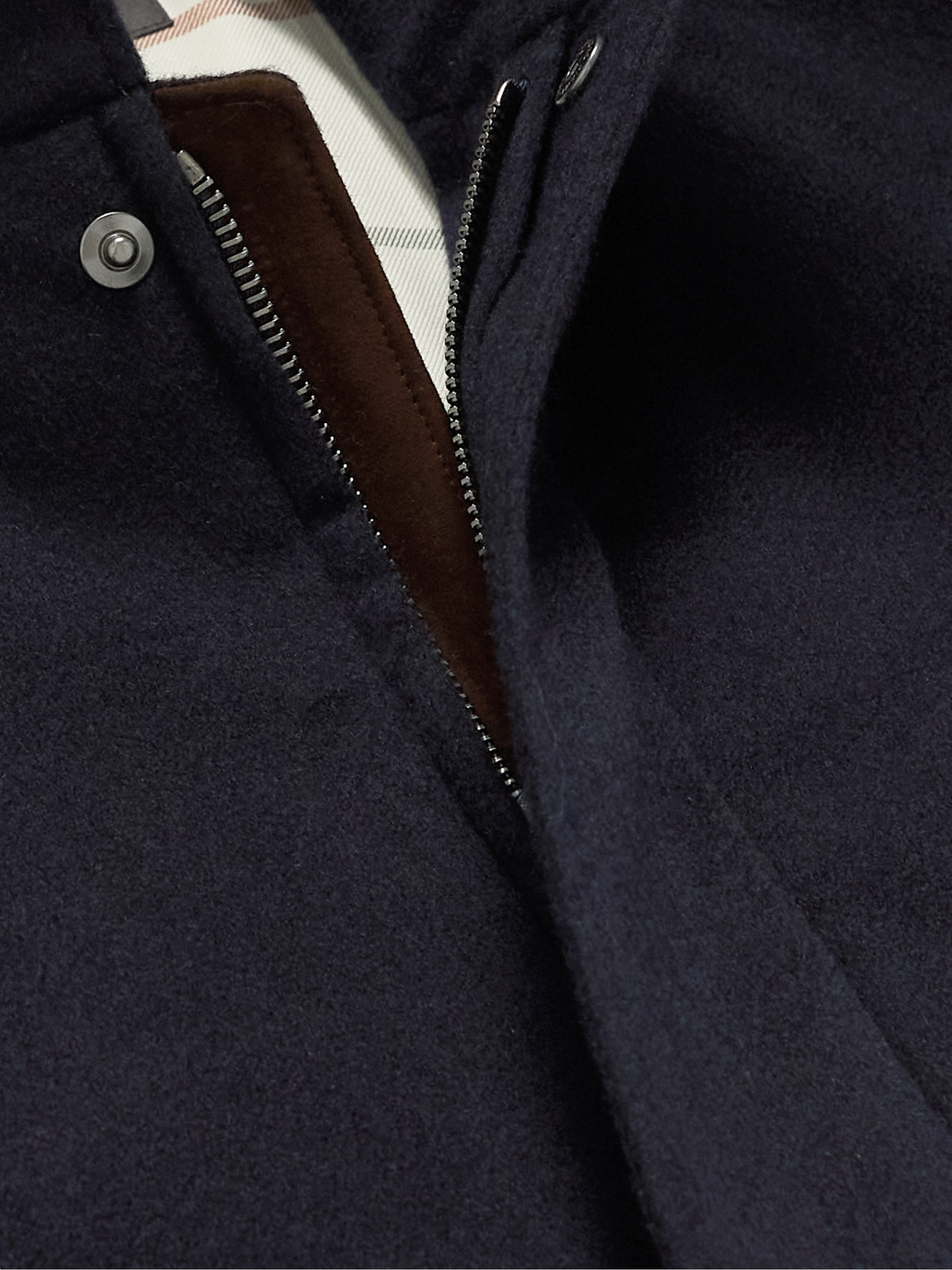 LORO PIANA SUEDE-TRIMMED BRUSHED-CASHMERE GILET